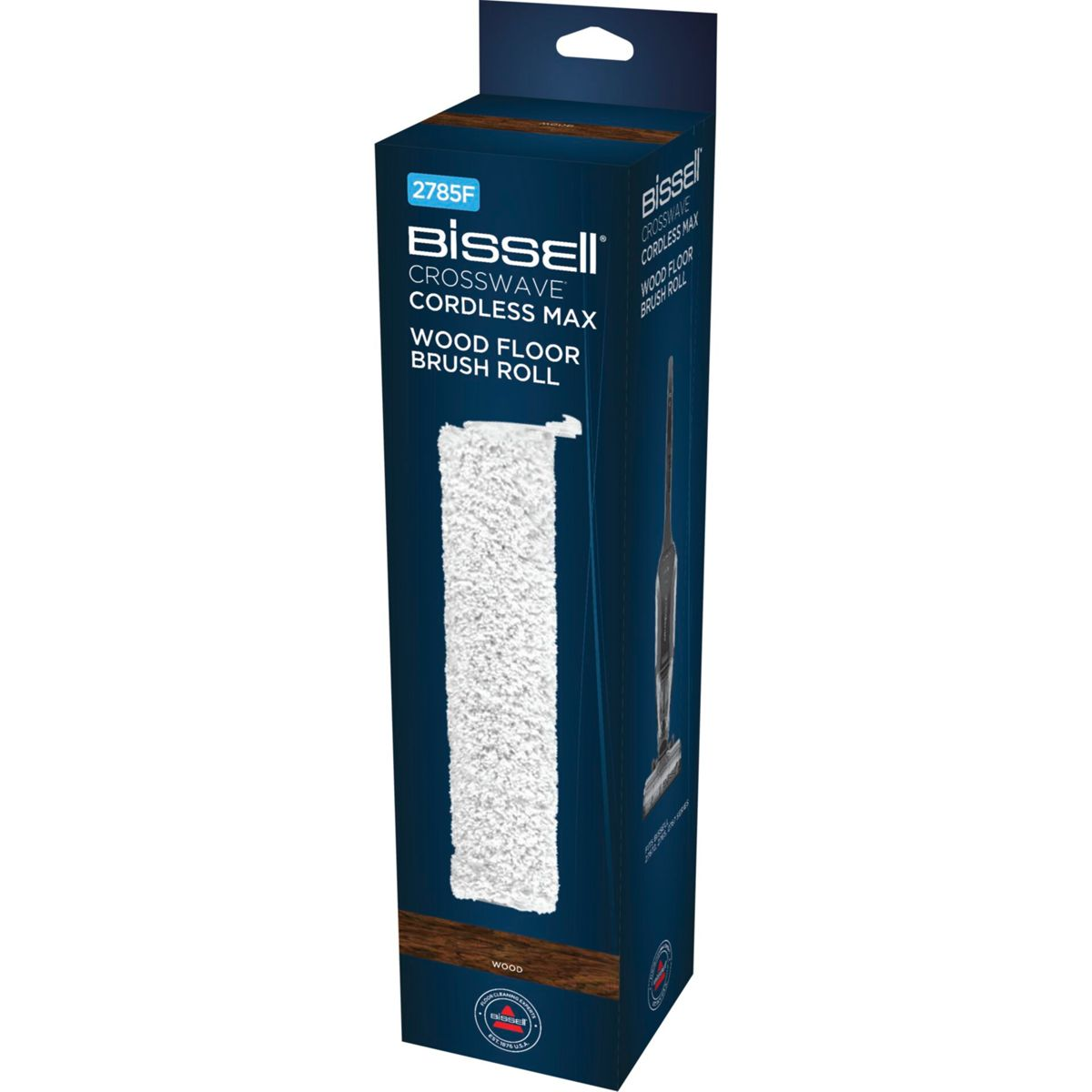 Bissell Crosswave ahşap zemin fırçası rulosu ambalajı, beyaz fırçalı mavi.