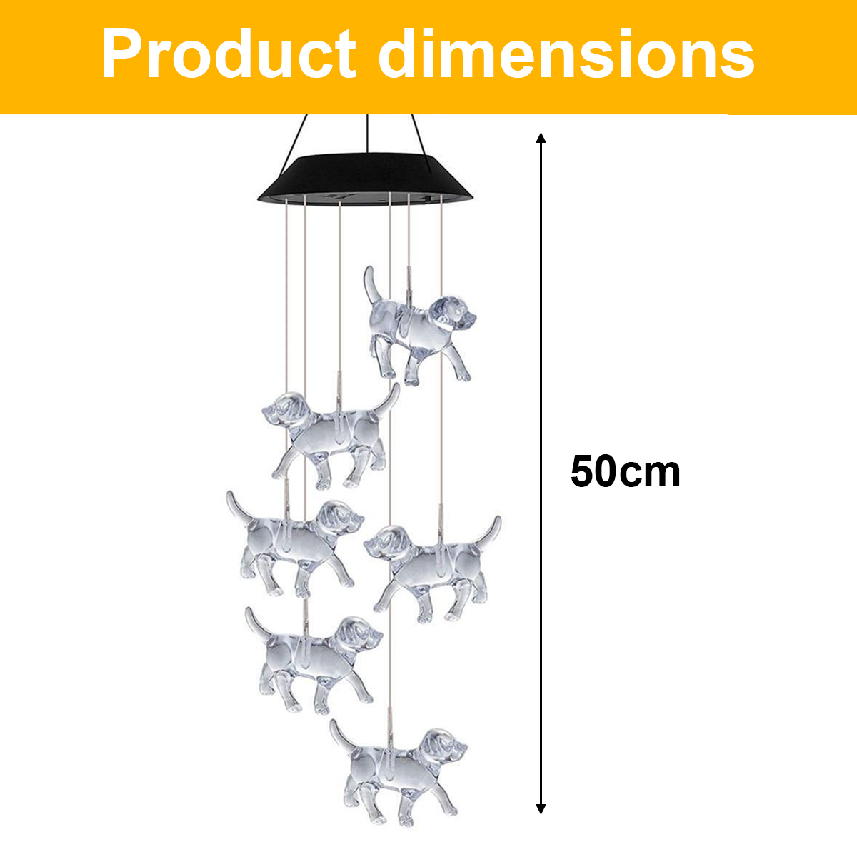 Windspiel mit 6 Hundefiguren, Höhe 50cm.