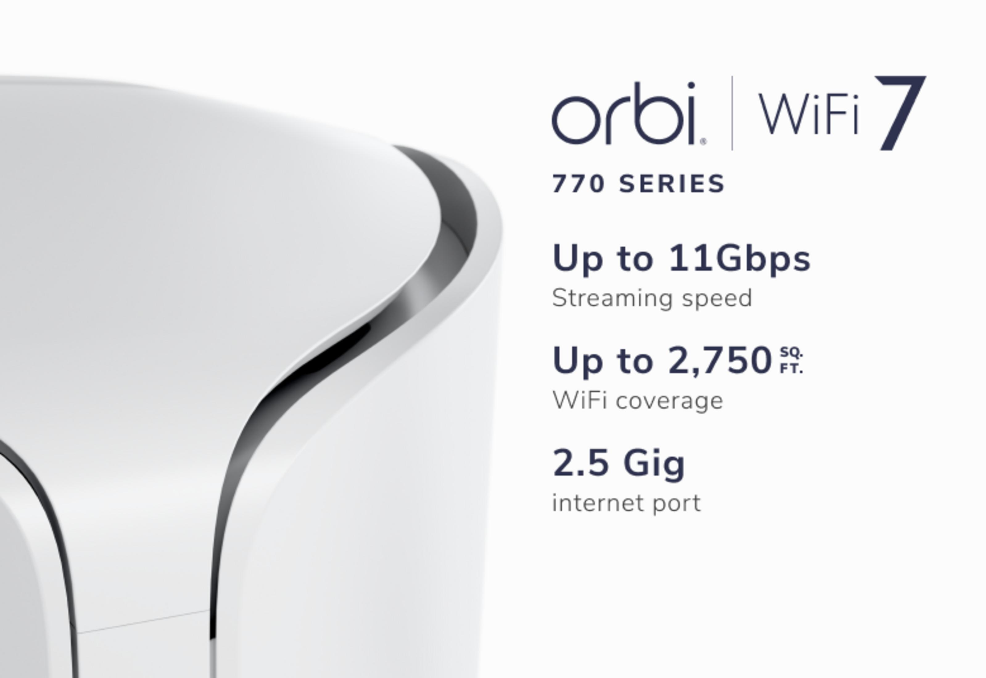 Router Orbi WiFi 7 Seria 770 z prędkością strumieniowania 11 Gb/s i zasięgiem 2750 sq. ft.