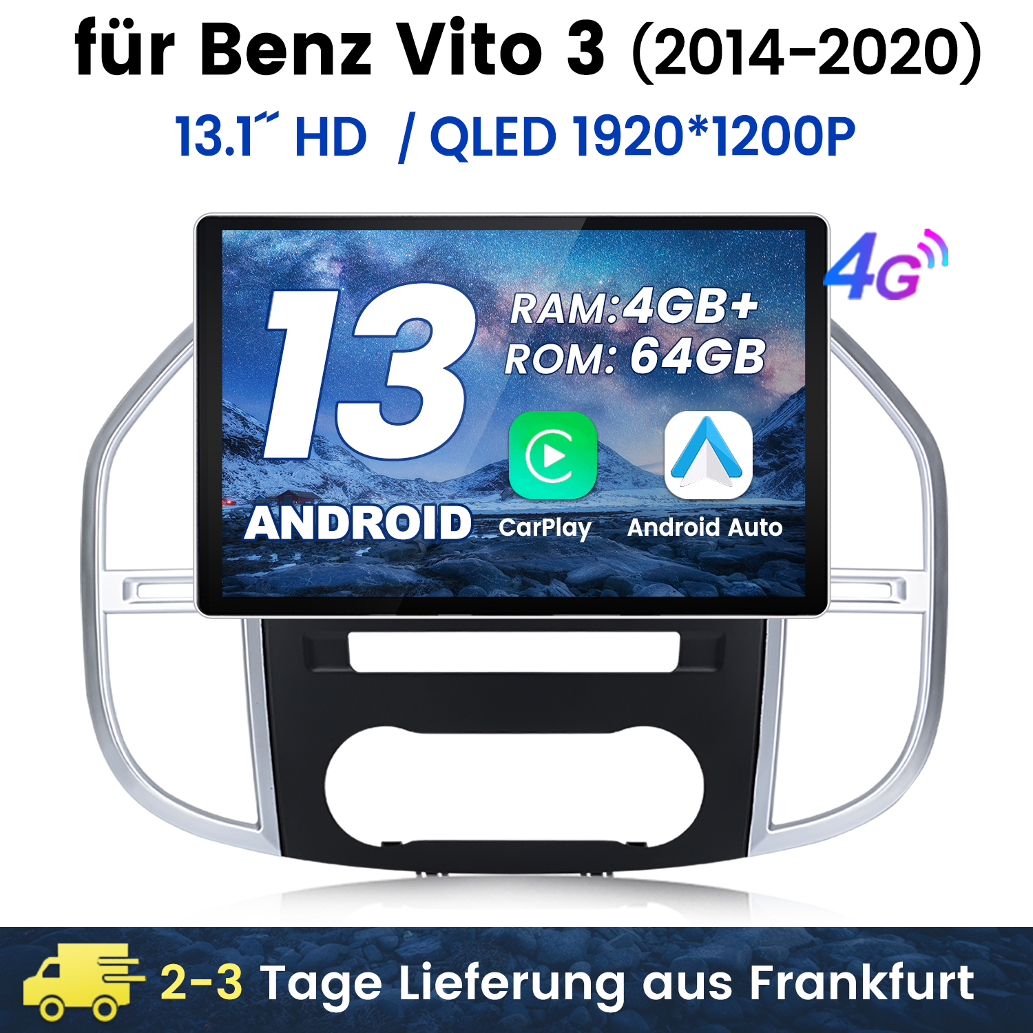 13,1 Zoll Android-Autoradio für Benz Vito 2014-2020.