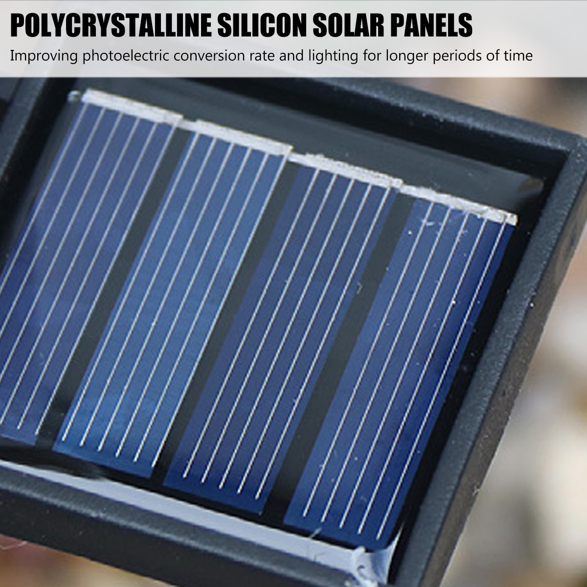 Nahaufnahme von blauen polykristallinen Silizium-Solarzellen mit dünnen weißen Gitterlinien.