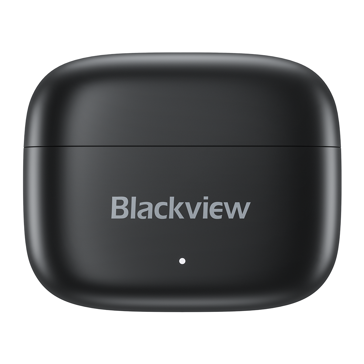 Schwarzes Ladeetui für kabellose Kopfhörer mit „Blackview“-Logo.