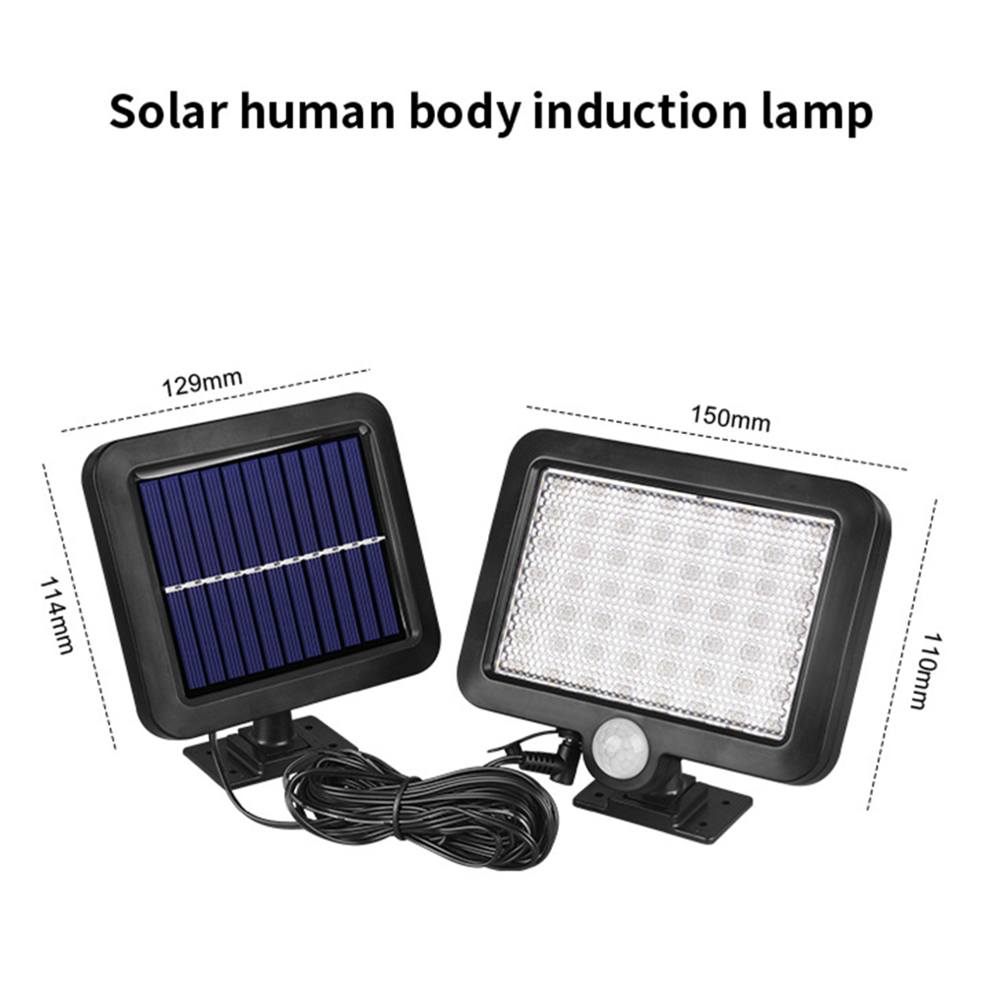 Zwei Solarleuchten nebeneinander: eine mit Solarpanel, die andere mit LEDs und Sensor.