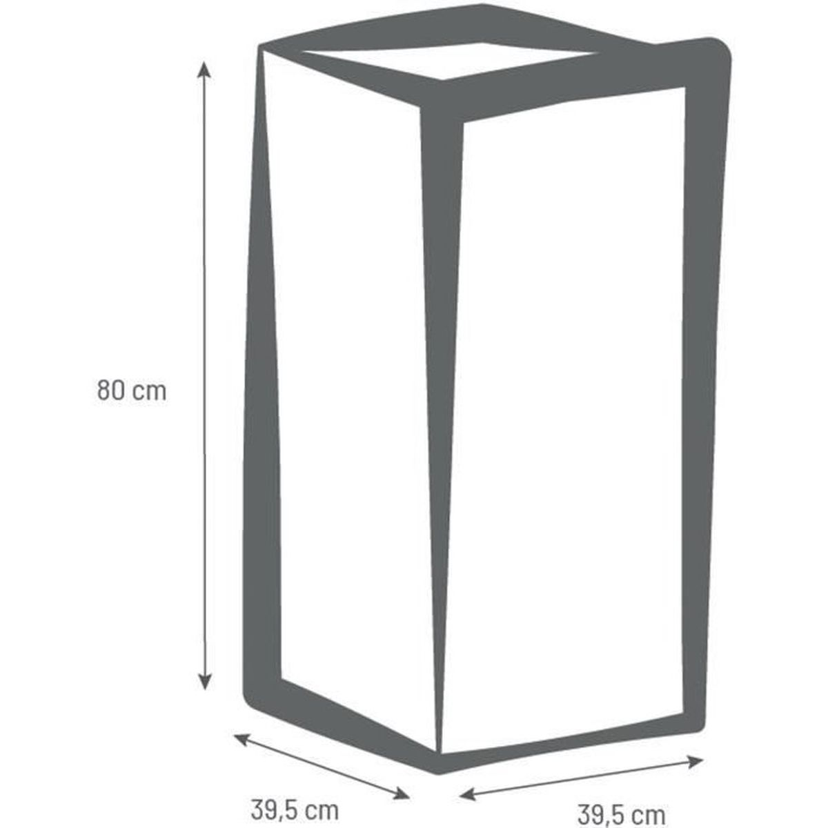 Grauer Umriss eines rechteckigen Schranks, 80 cm hoch, 39,5 cm breit.