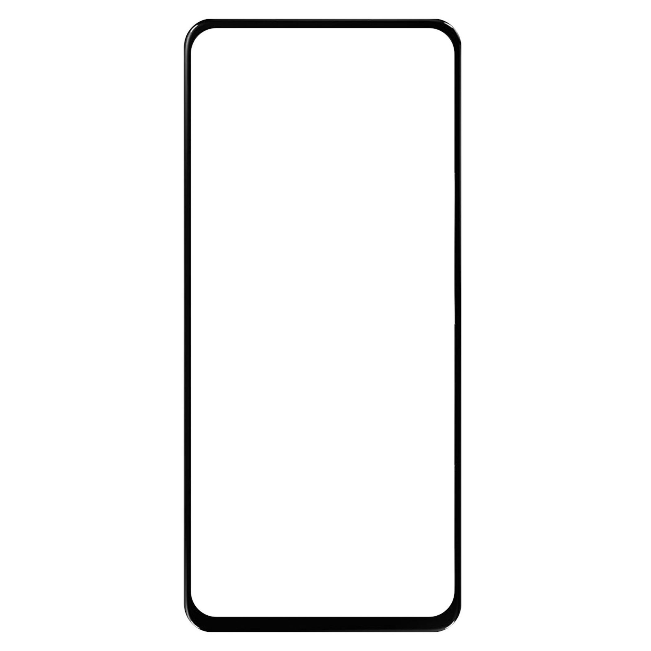Uno schermo di smartphone nero con angoli arrotondati su sfondo bianco.