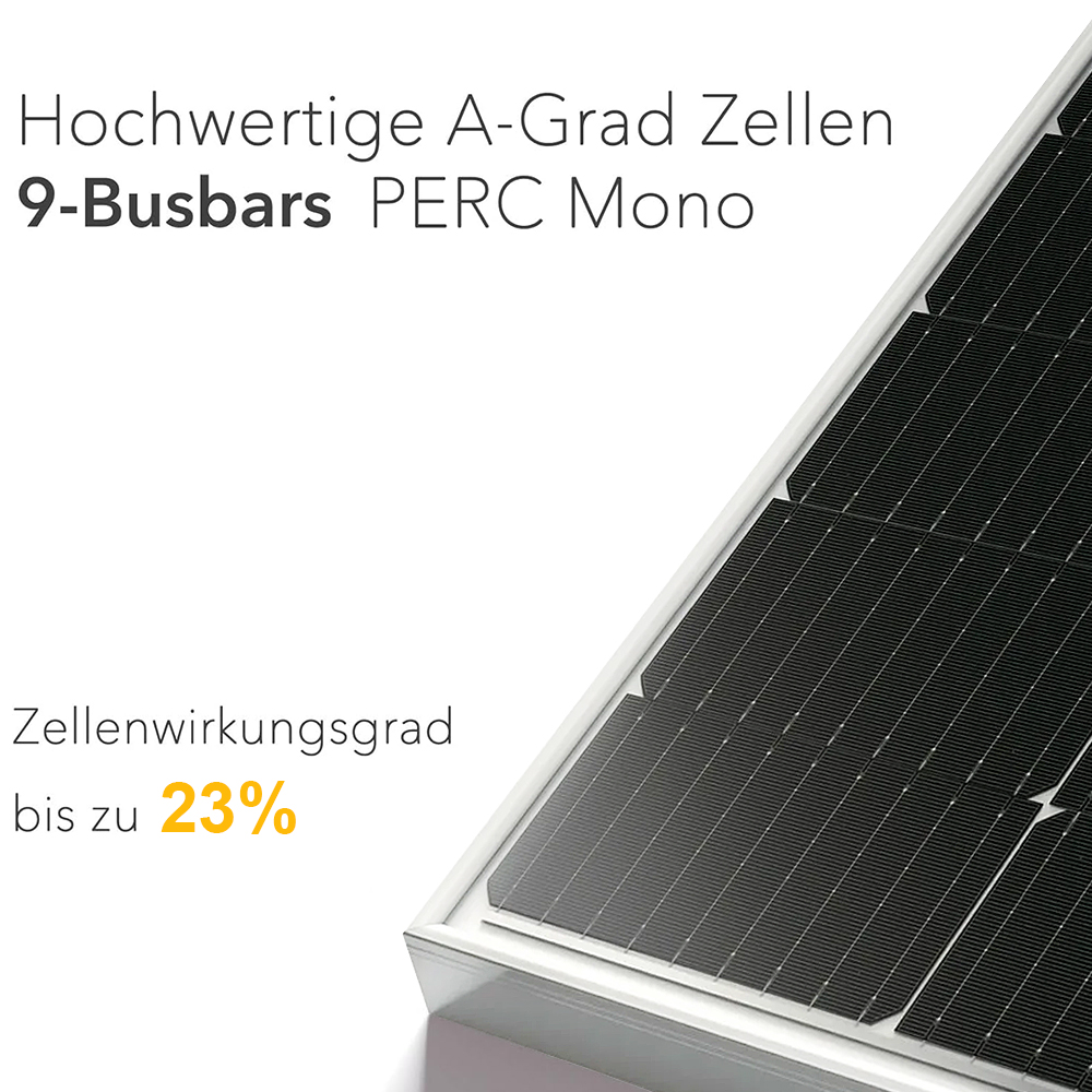 Hochwertige Solarzellen mit 9 Busbars PERC Mono und 23% Wirkungsgrad.