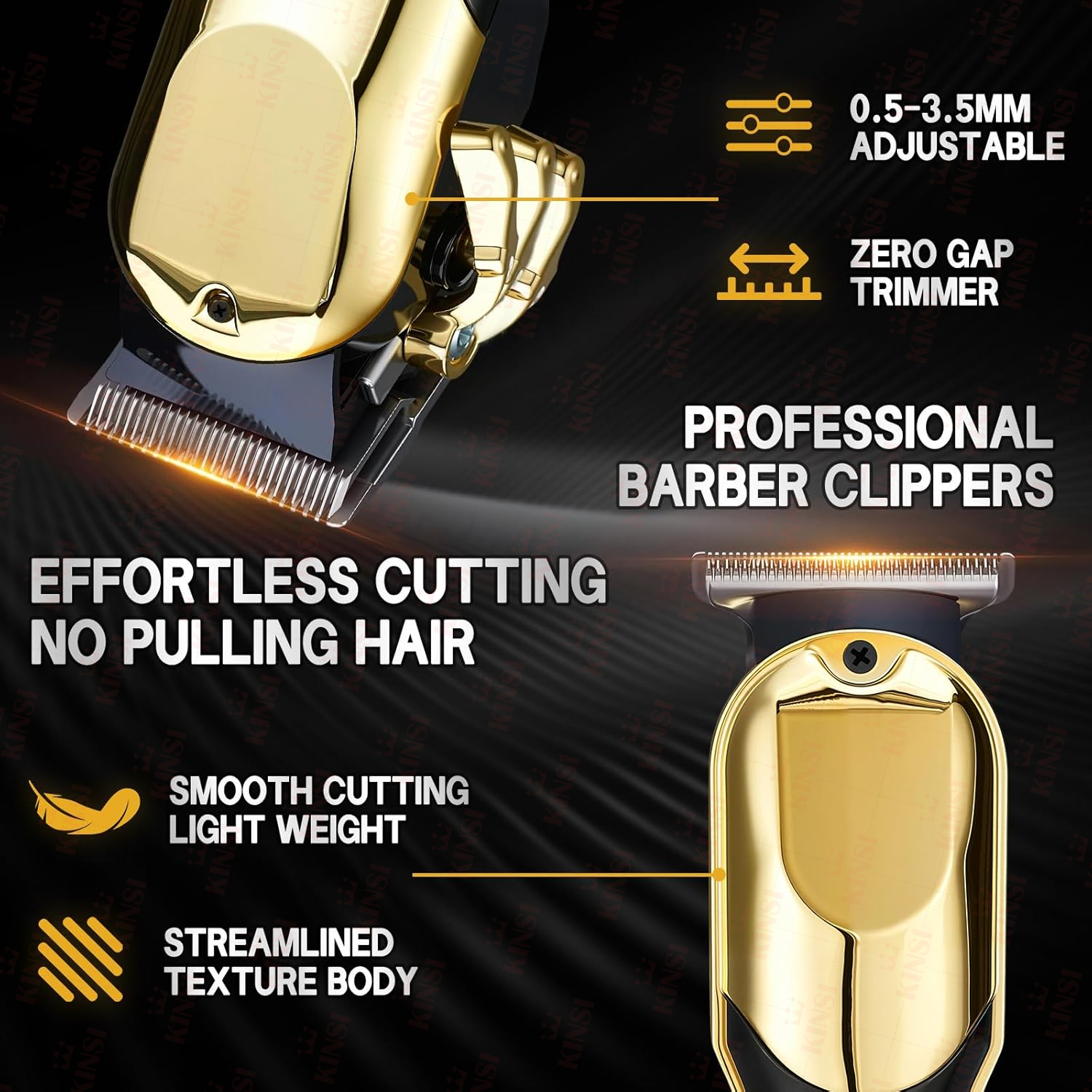 Professioneller goldener Haarschneider mit einstellbarer Klinge, Null-Gap-Trimmer.