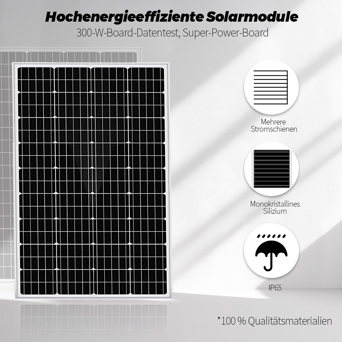 Hochleistungs-Solarmodul mit mehreren Stromschienen und monokristallinem Silizium.