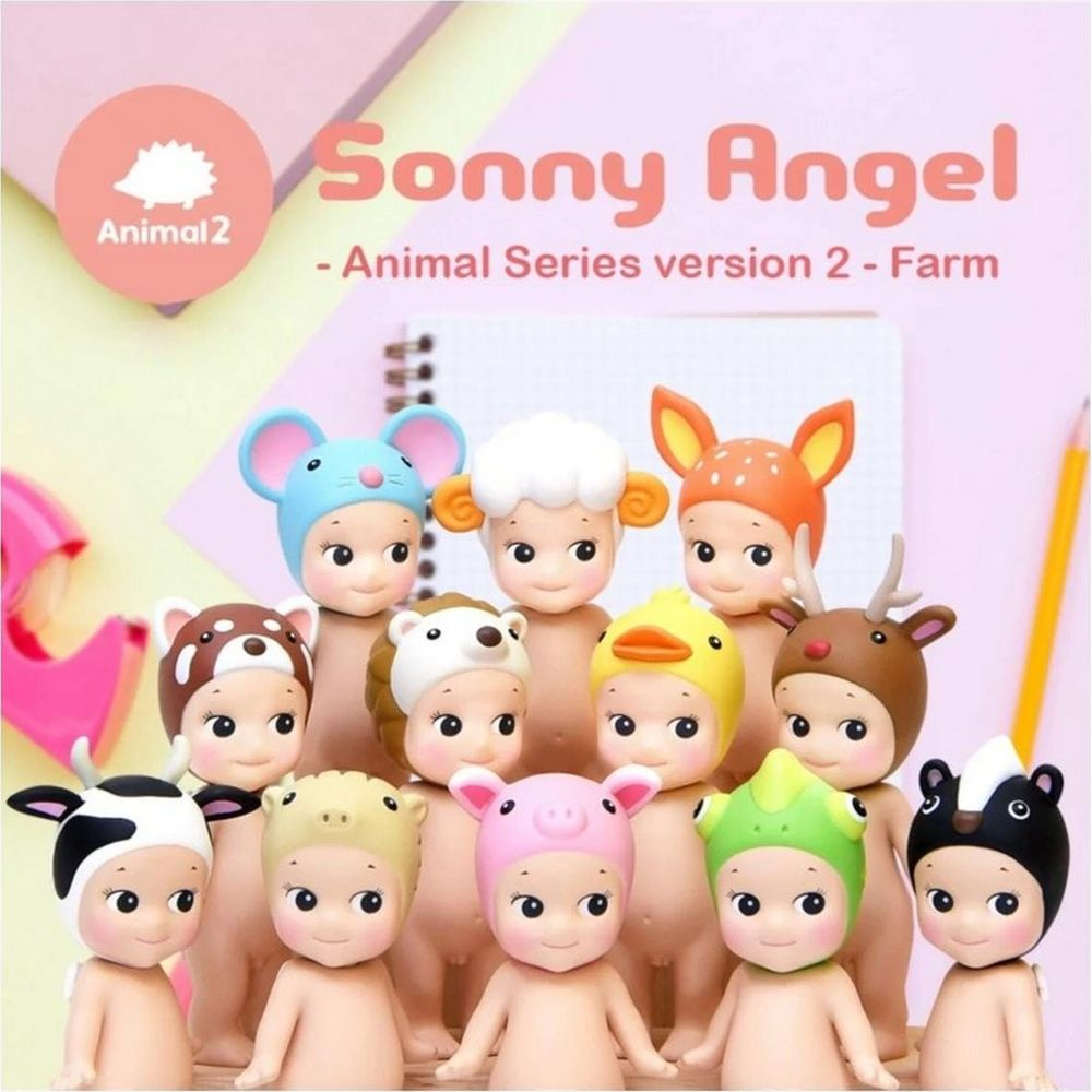 Sonny Angel Bauernhoftiere: Maus, Schaf, Reh, Ente, Kuh, Igel, Schwein, Frosch, Stinktier.