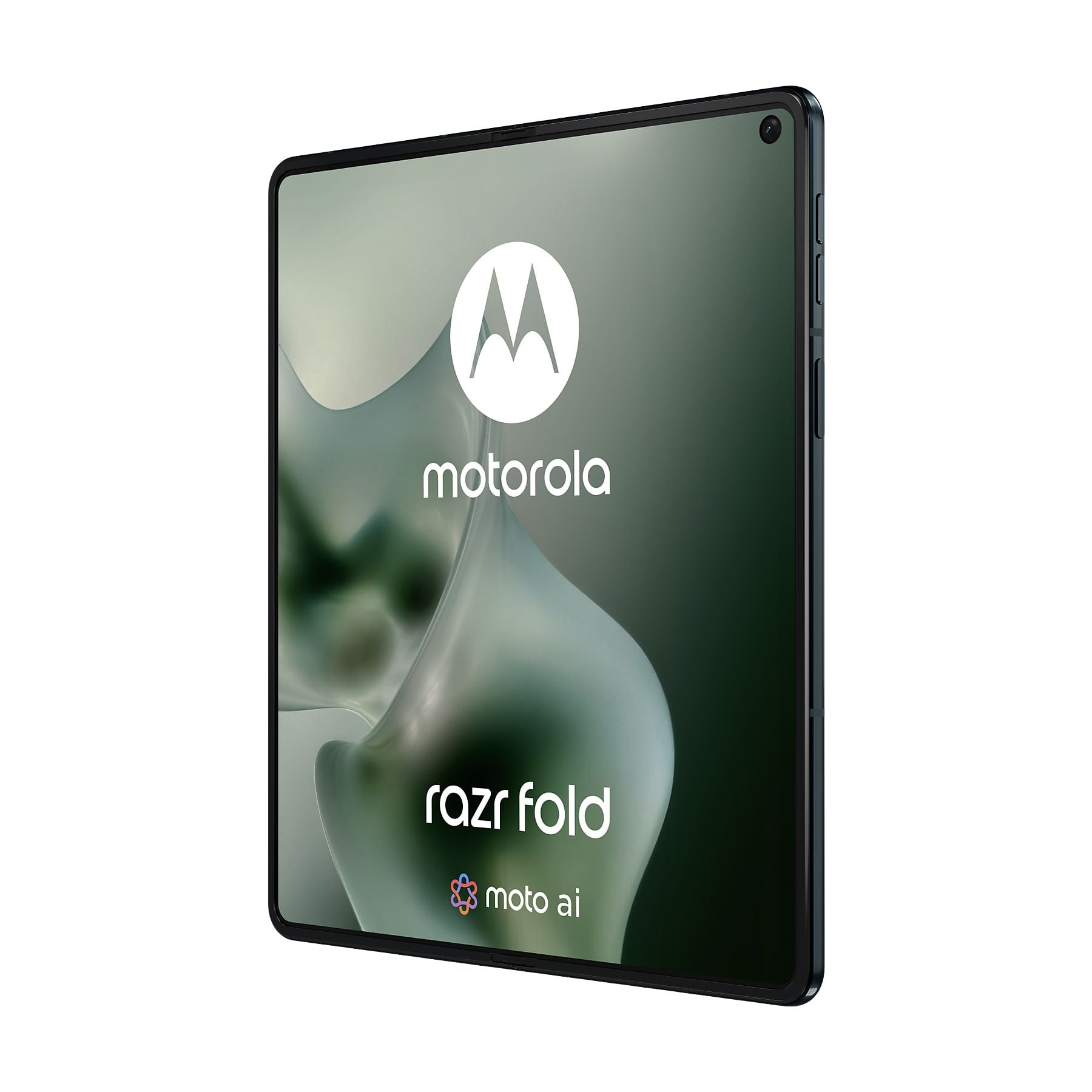 Uno smartphone Motorola Razr Fold orientato verticalmente con il logo Motorola.