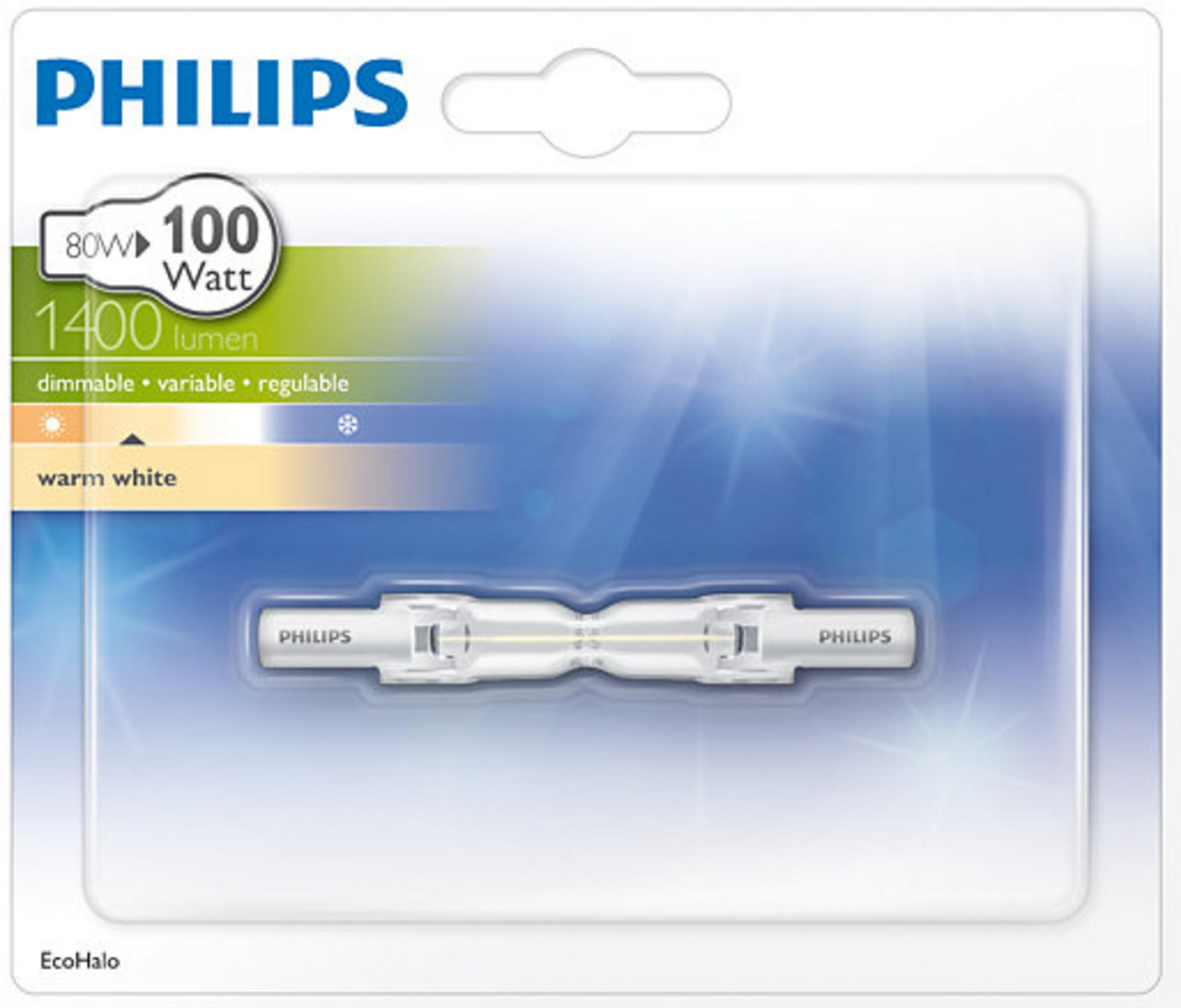 Lampadina Philips 80W 100W, 1400 lumen, bianco caldo, dimmerabile.