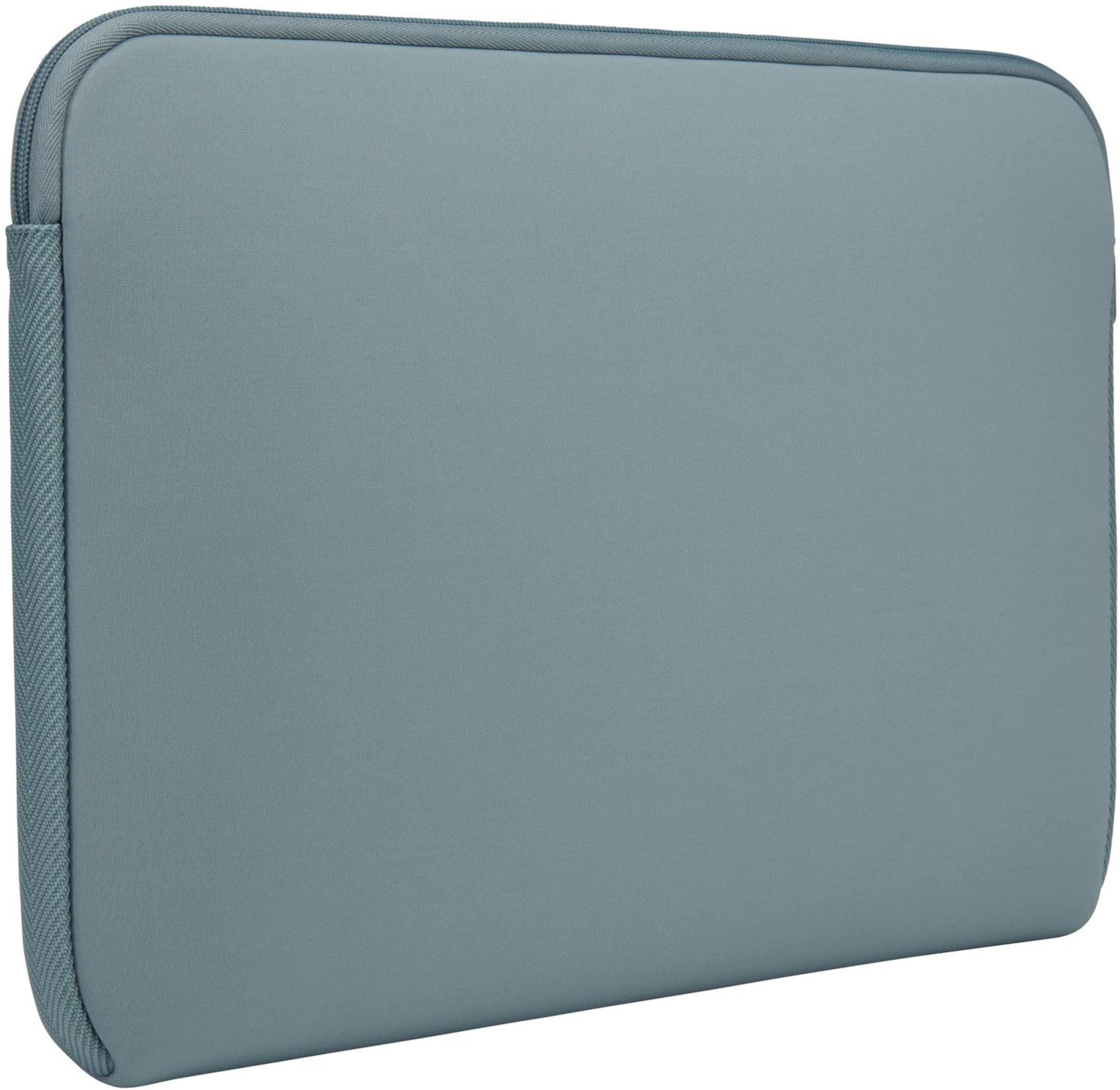Custodia grigia per laptop con cerniera laterale.