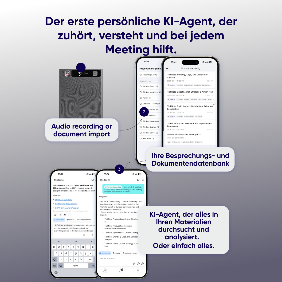 Un agente de IA que procesa y analiza grabaciones de audio y documentos.