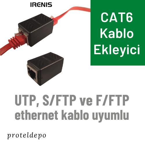 İki siyah Ethernet kablo kuplajı. Biri kırmızı kabloya bağlı.