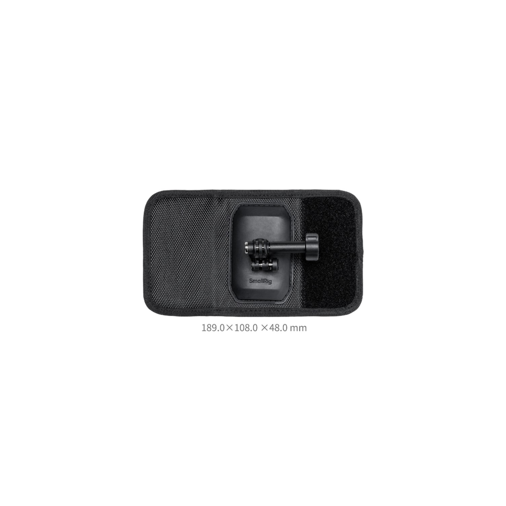 Een zwarte band met GoPro-bevestiging en SmallRig-logo.