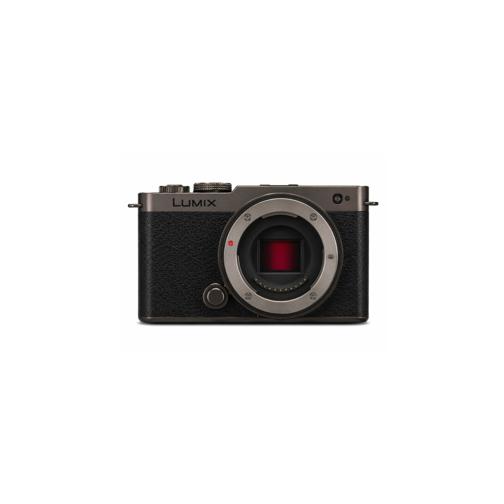 Compacte Lumix camera met zwart lichaam en lensvatting.