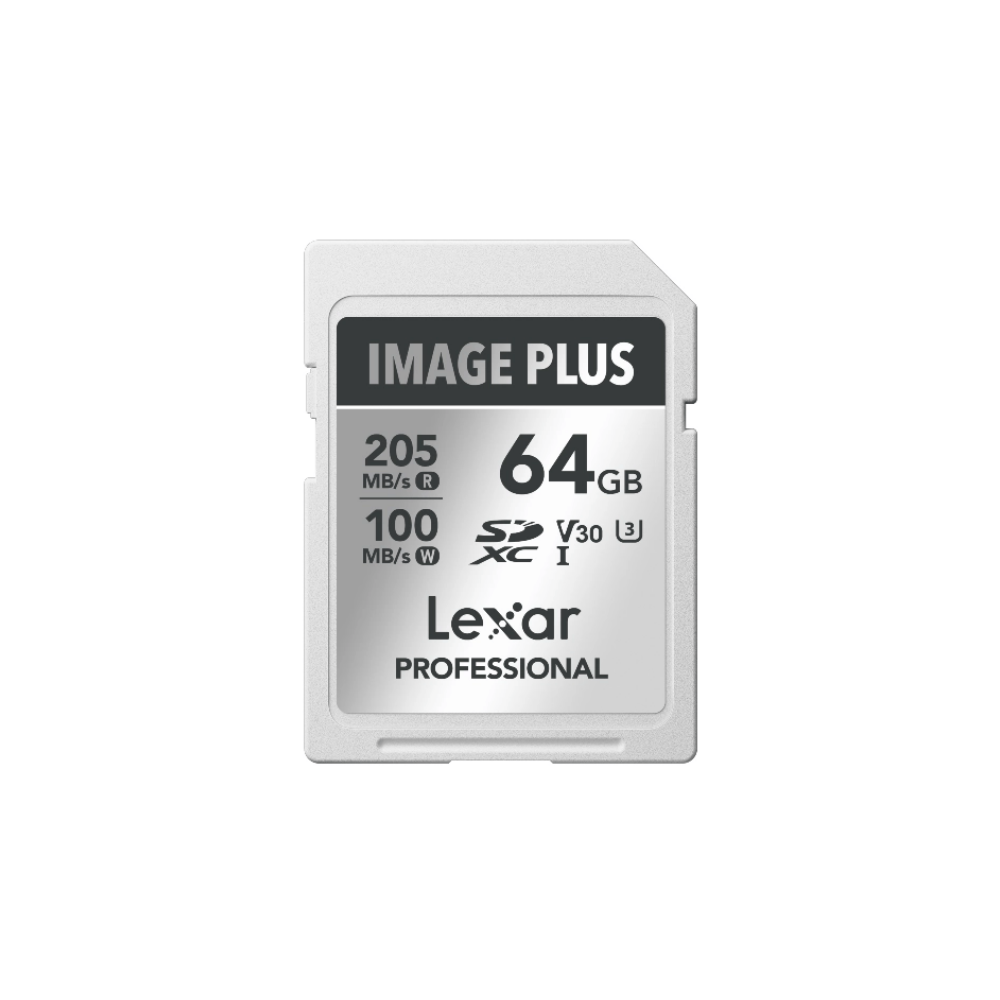 Lexar Professional 64GB SDXC kaart V30, 205MB/s lezen/100MB/s schrijven.