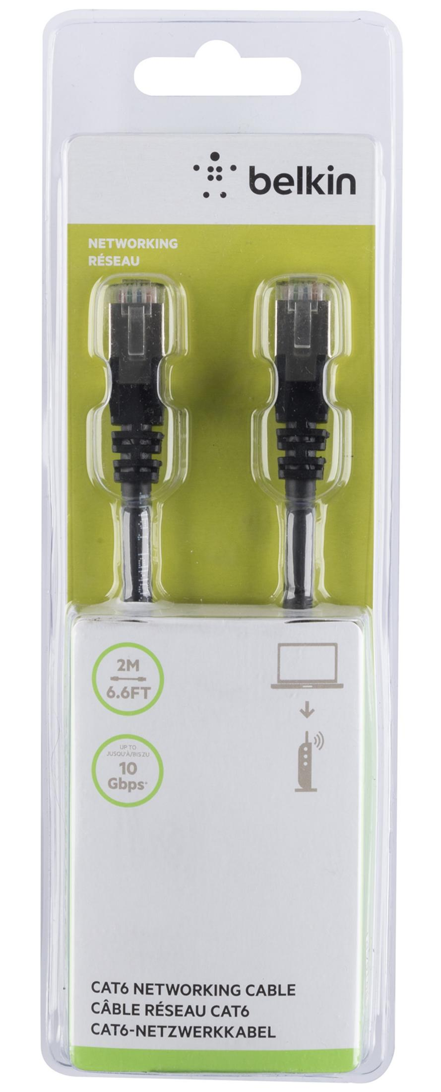 Cavo di rete Belkin CAT6, 2m, 10 Gbps, in confezione.