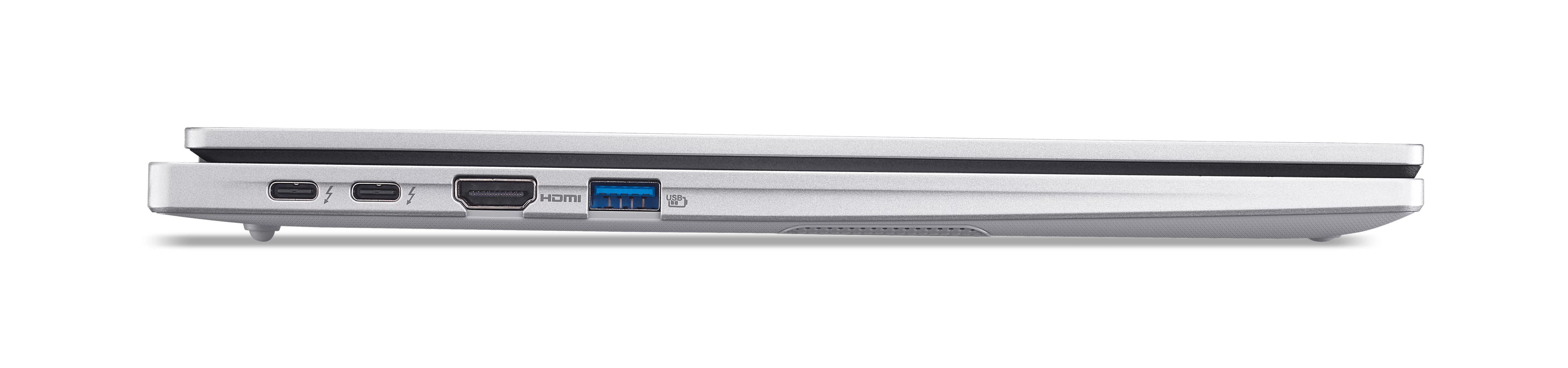 Lato di un laptop con porte Thunderbolt, HDMI e USB.