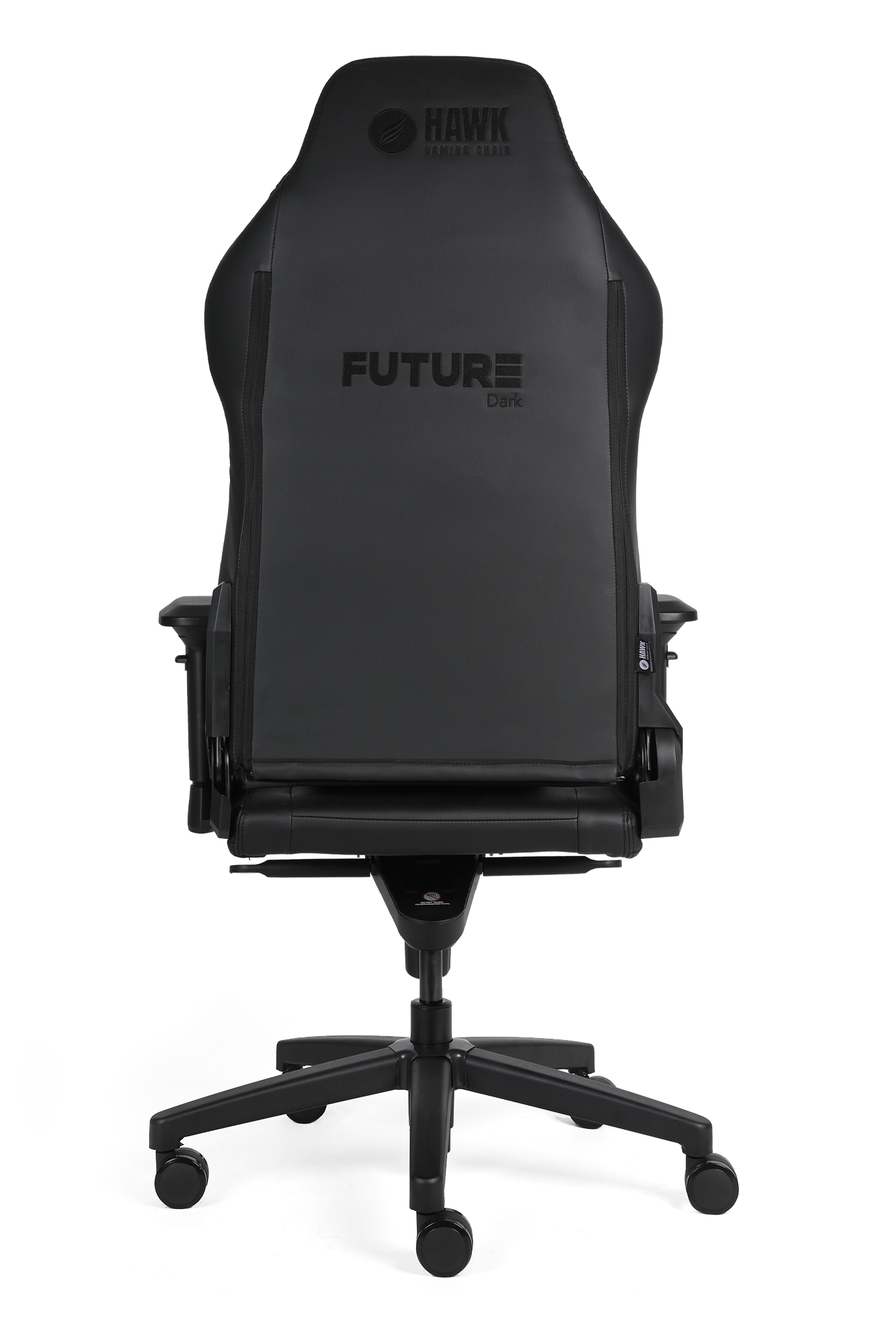 HAWK ve FUTURE DARK logolu siyah oyuncu koltuğu.