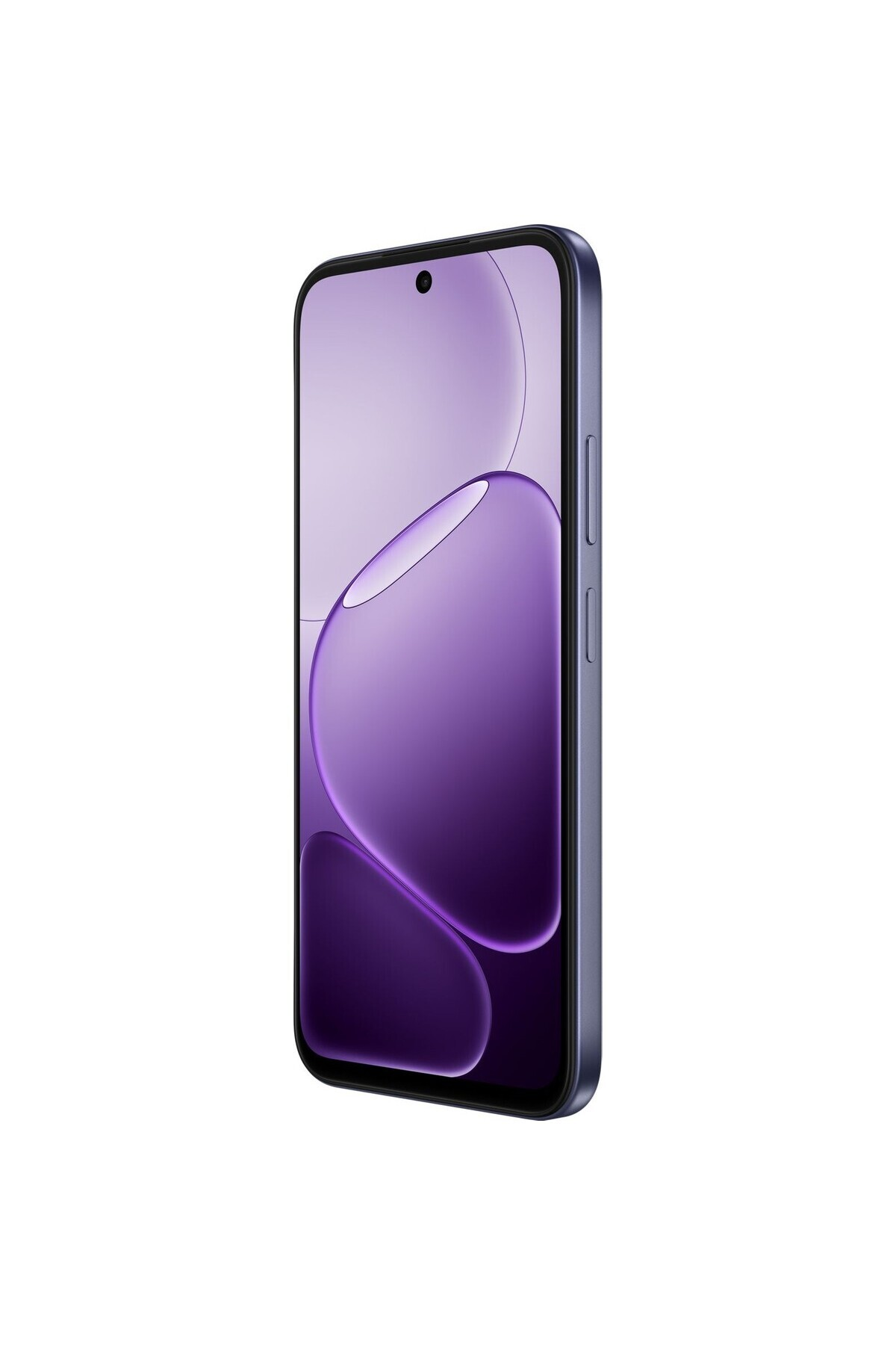 Mor soyut duvar kağıdı gösteren mavi bir akıllı telefon.