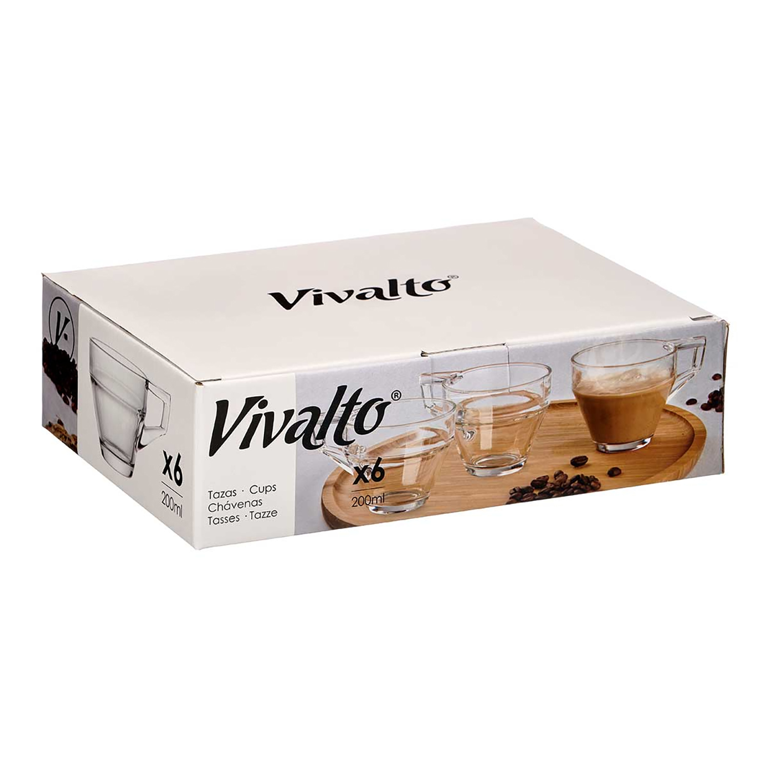 Confezione di tazzine espresso Vivalto, set da 6, 200 ml.