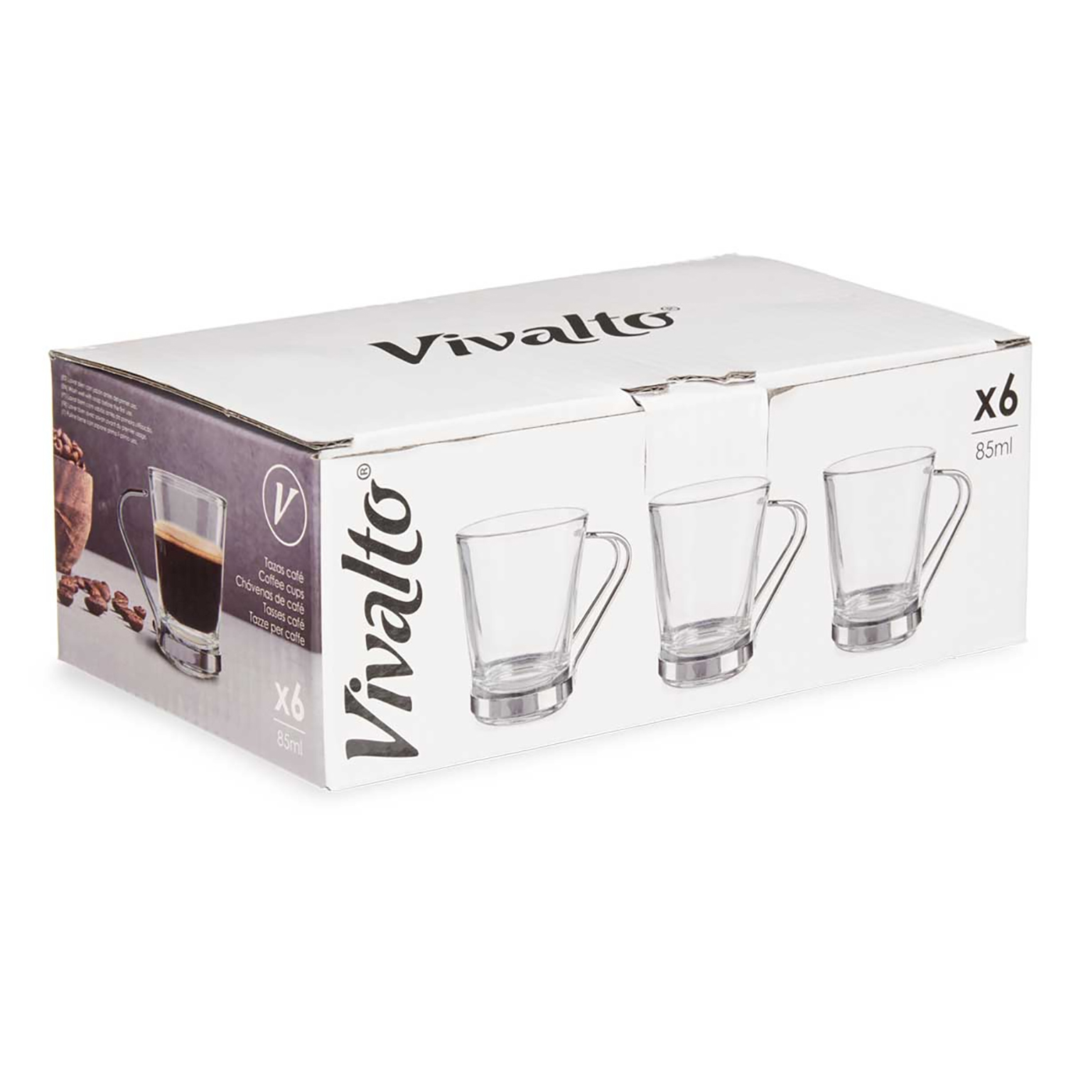 Confezione da 6 tazzine da caffè Vivalto in vetro, 85ml.