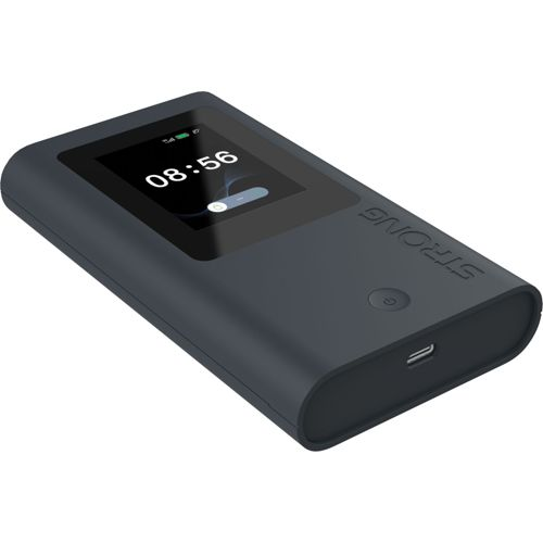 Un dispositivo portátil de WiFi móvil oscuro que muestra las 08:56.