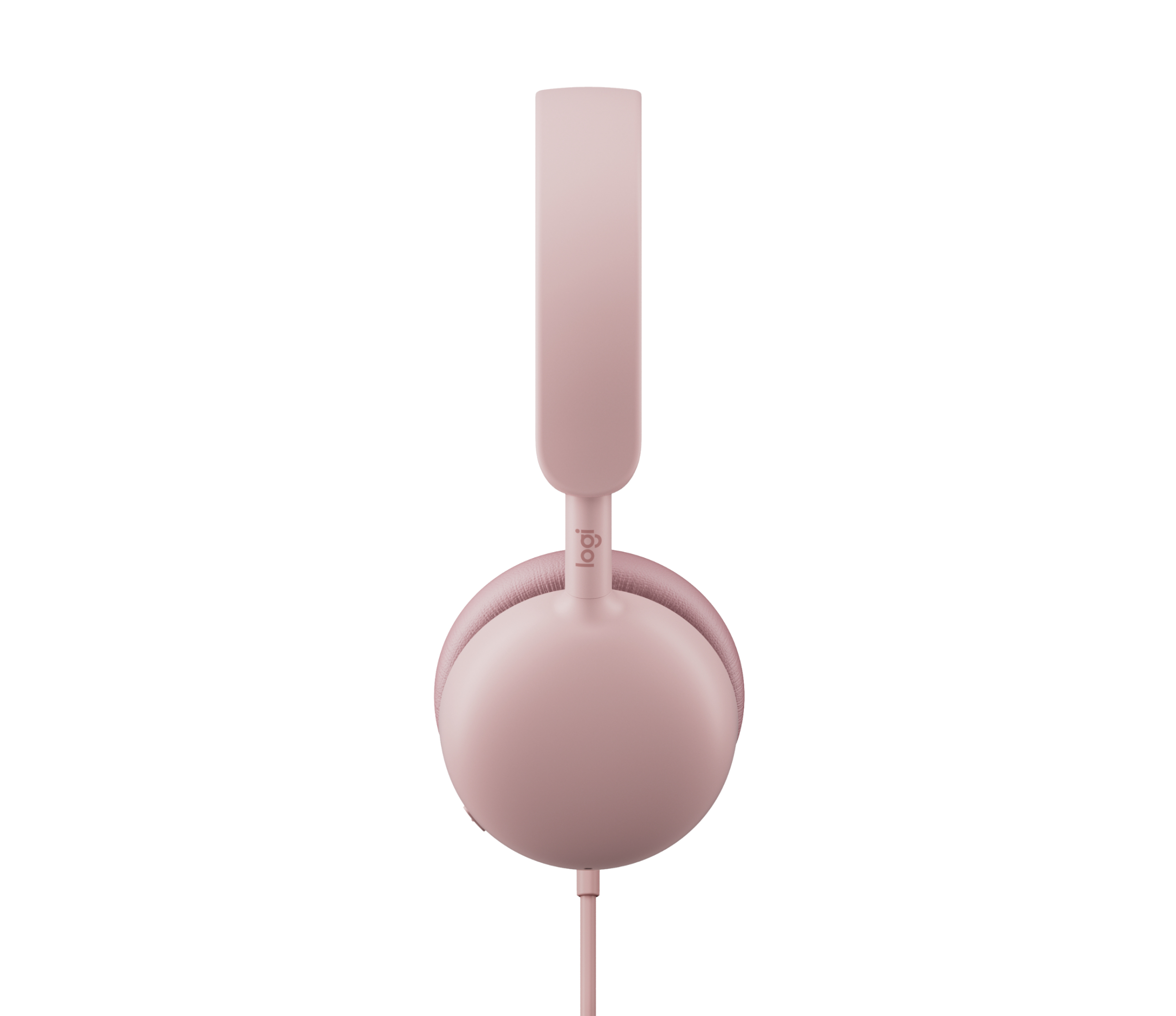 Casque Logitech rose sur fond blanc.