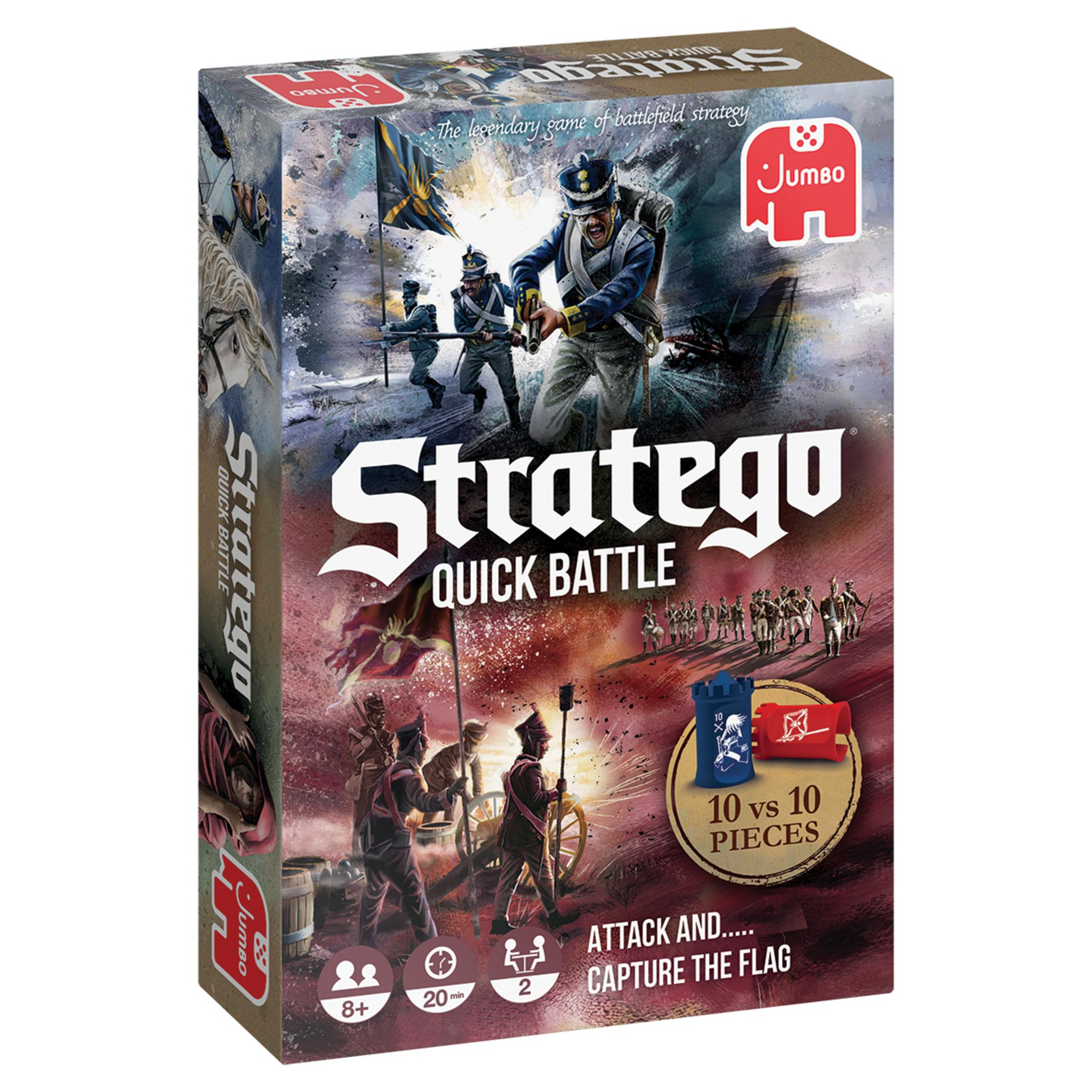 Caja de juego de mesa con soldados estilo napoleónico, "Stratego Quick Battle".