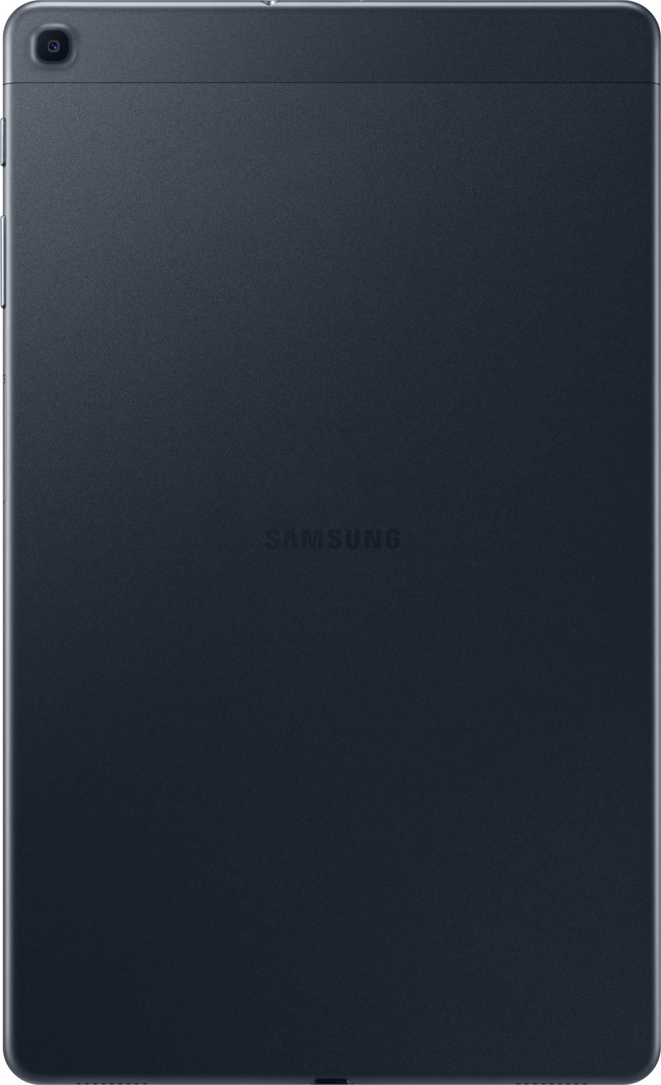 Reverso de una tablet Samsung oscura con cámara arriba a la izquierda.