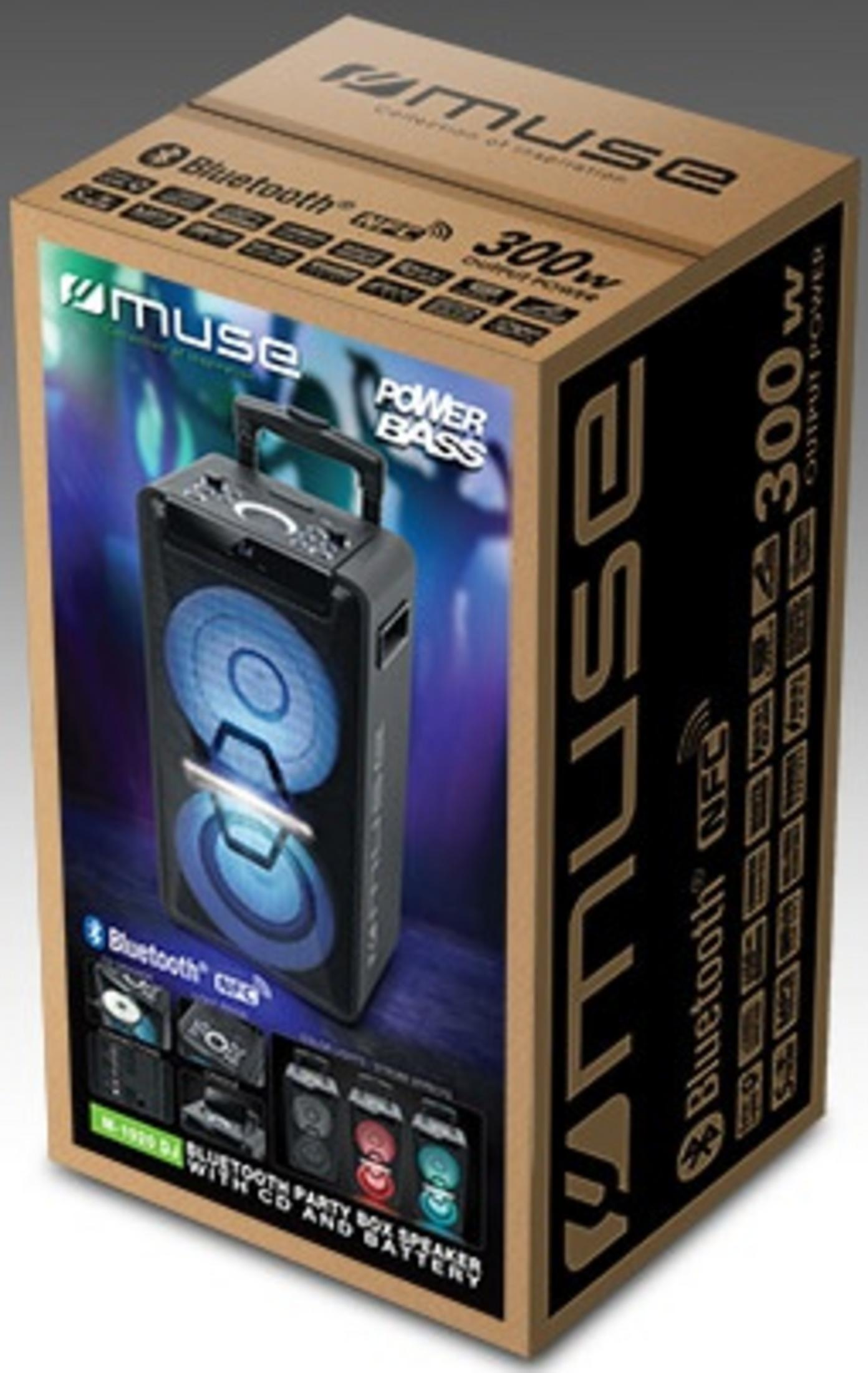 Altavoz de fiesta Bluetooth Muse 300W con CD y batería.
