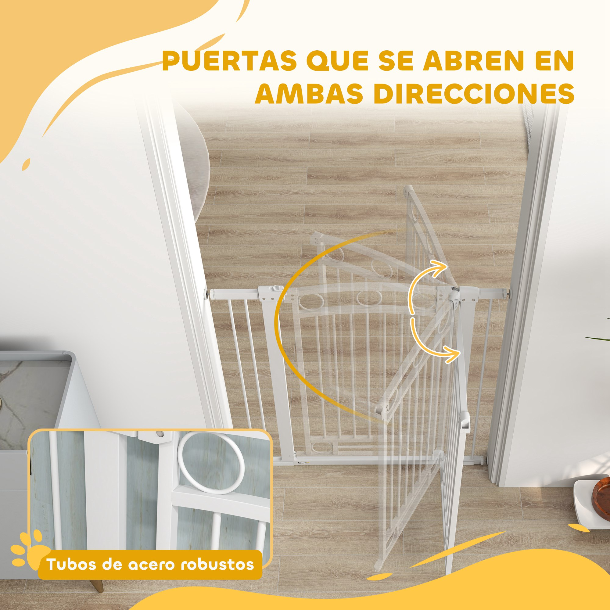 Una barrera blanca se abre en ambas direcciones en un portal.