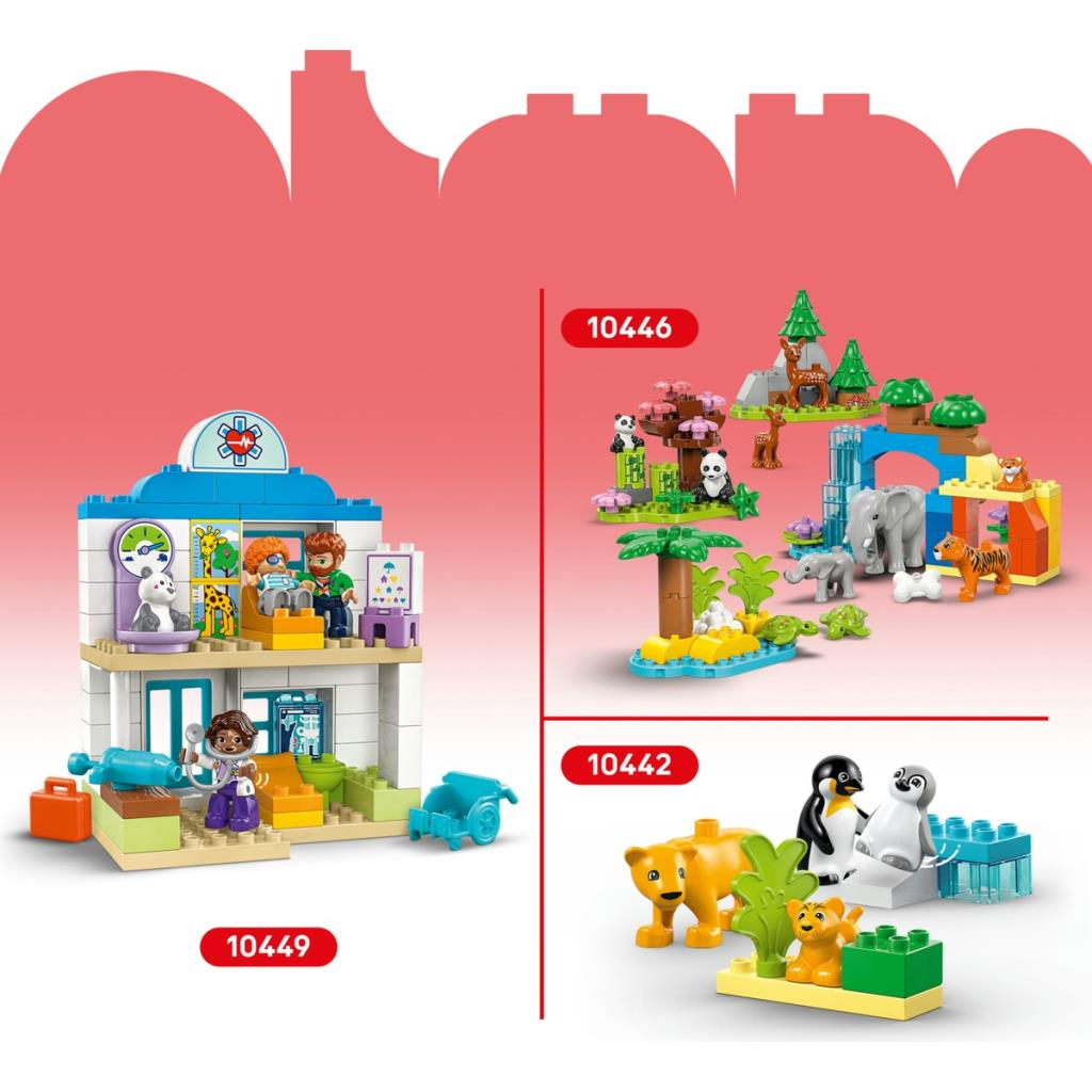 LEGO Duplo Setleri: Hayvan kliniği, hayvanat bahçesi ve hayvanlar.