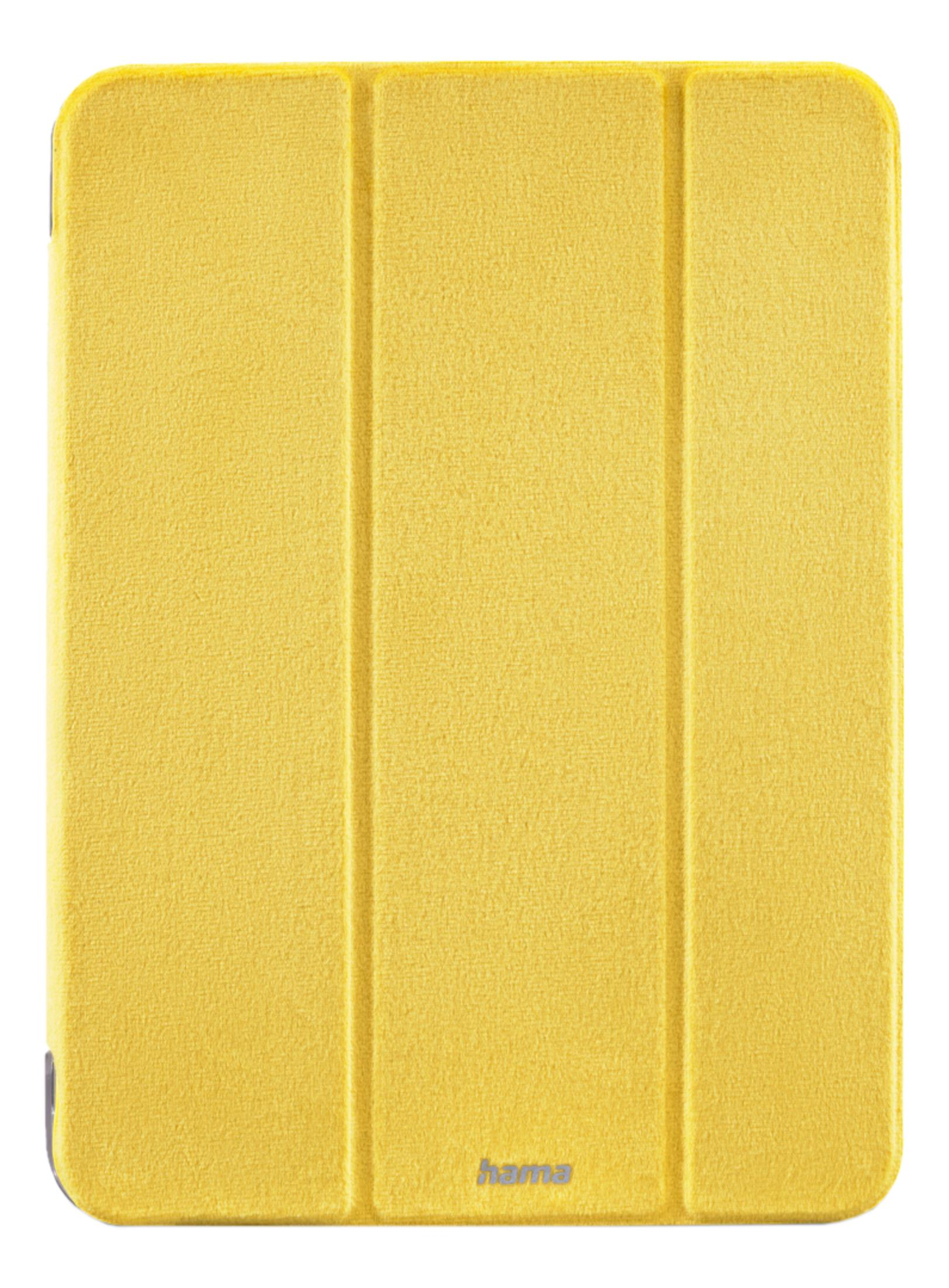 Gelbe Tablet-Hülle mit drei Falten und Hama-Logo.