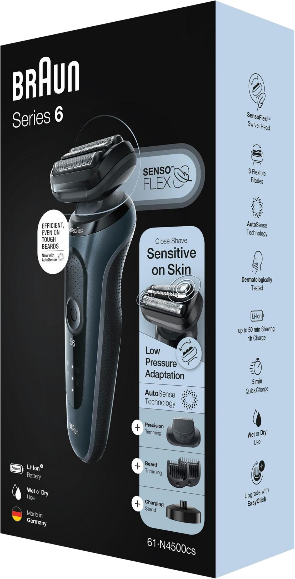 Braun Series 6 Elektrorasierer mit SensoFlex-Technologie, Li-Ion-Akku.