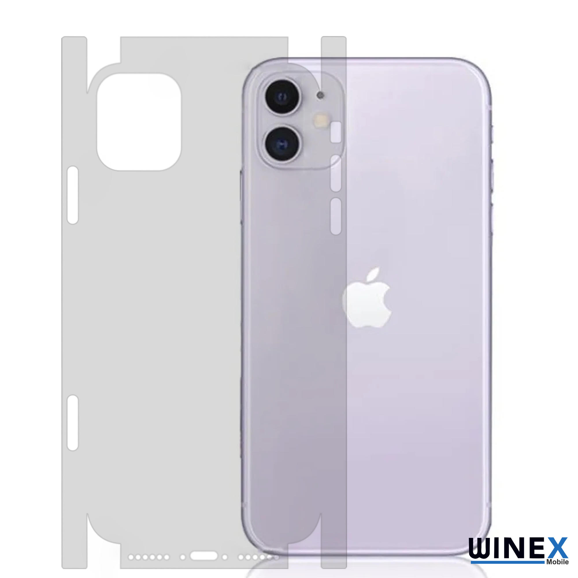 Mor iPhone, ekran koruyucu ve sol tarafta kamera modülü ile