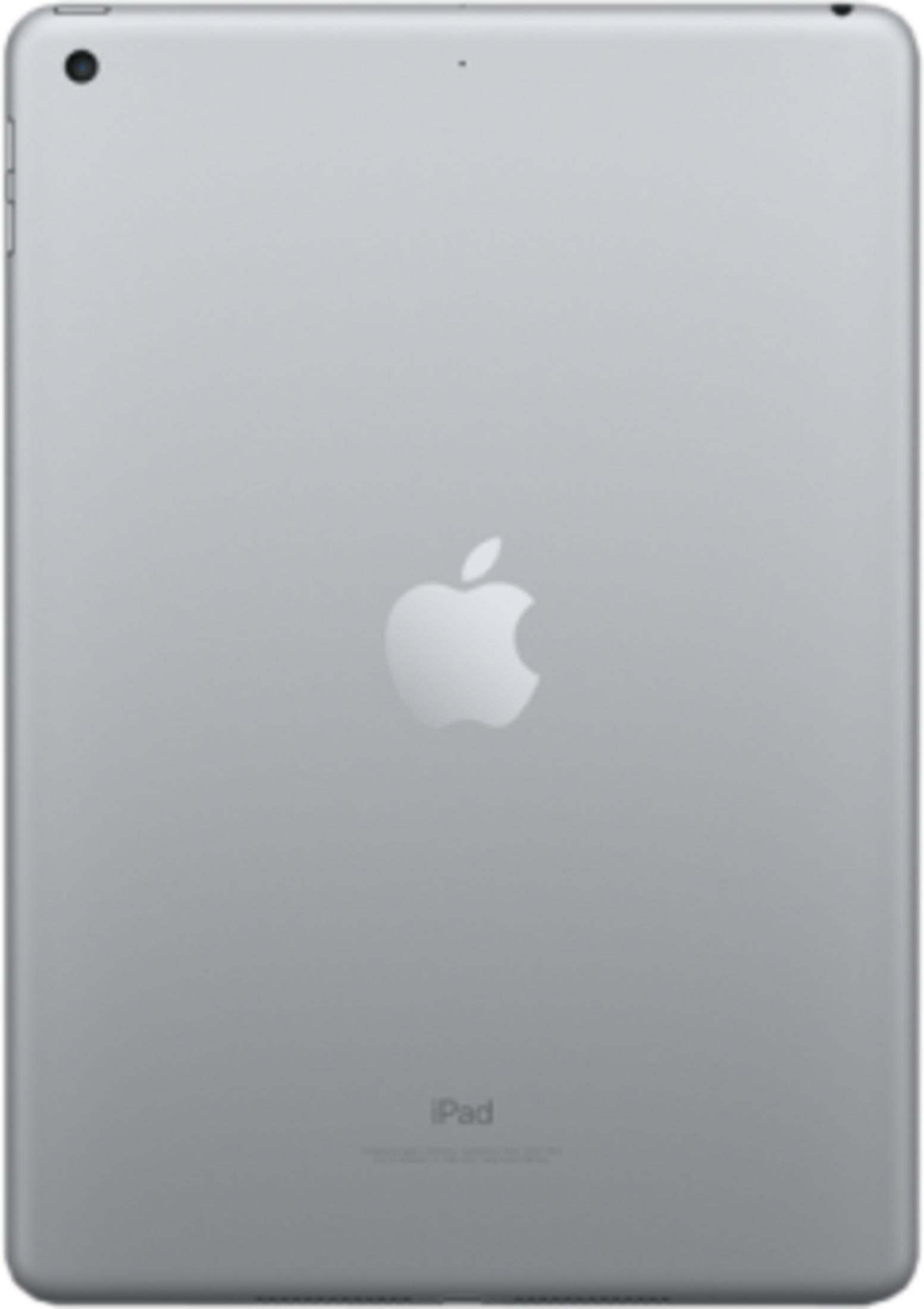 Retro di un iPad argentato con logo Apple e fotocamera.