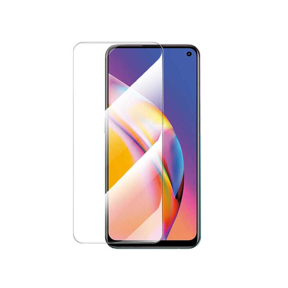 Renkli duvar kağıtlı akıllı telefon ekranının üzerinde şeffaf ekran koruyucu.