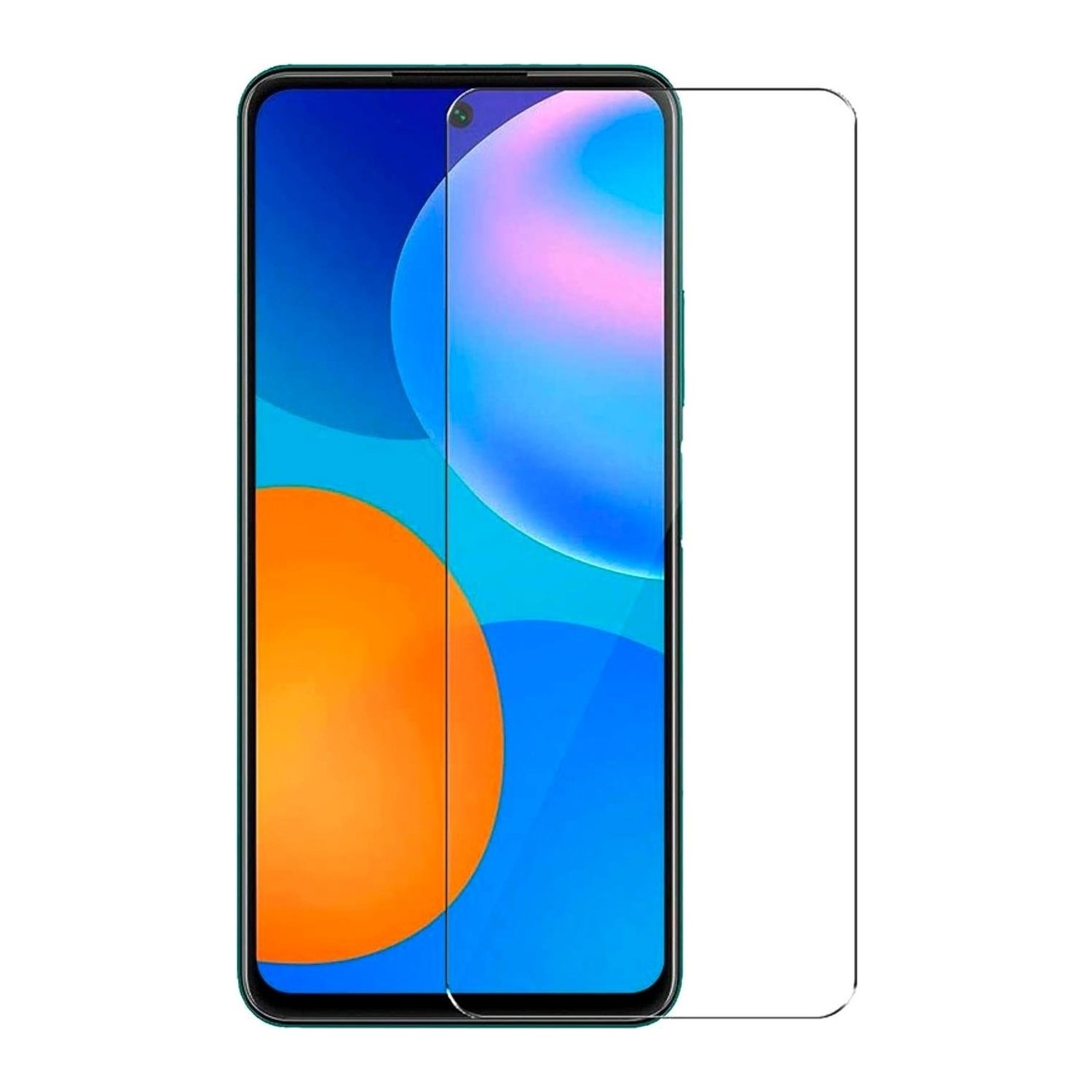 Renkli duvar kağıtlı bir akıllı telefonun yanında şeffaf ekran koruyucu.