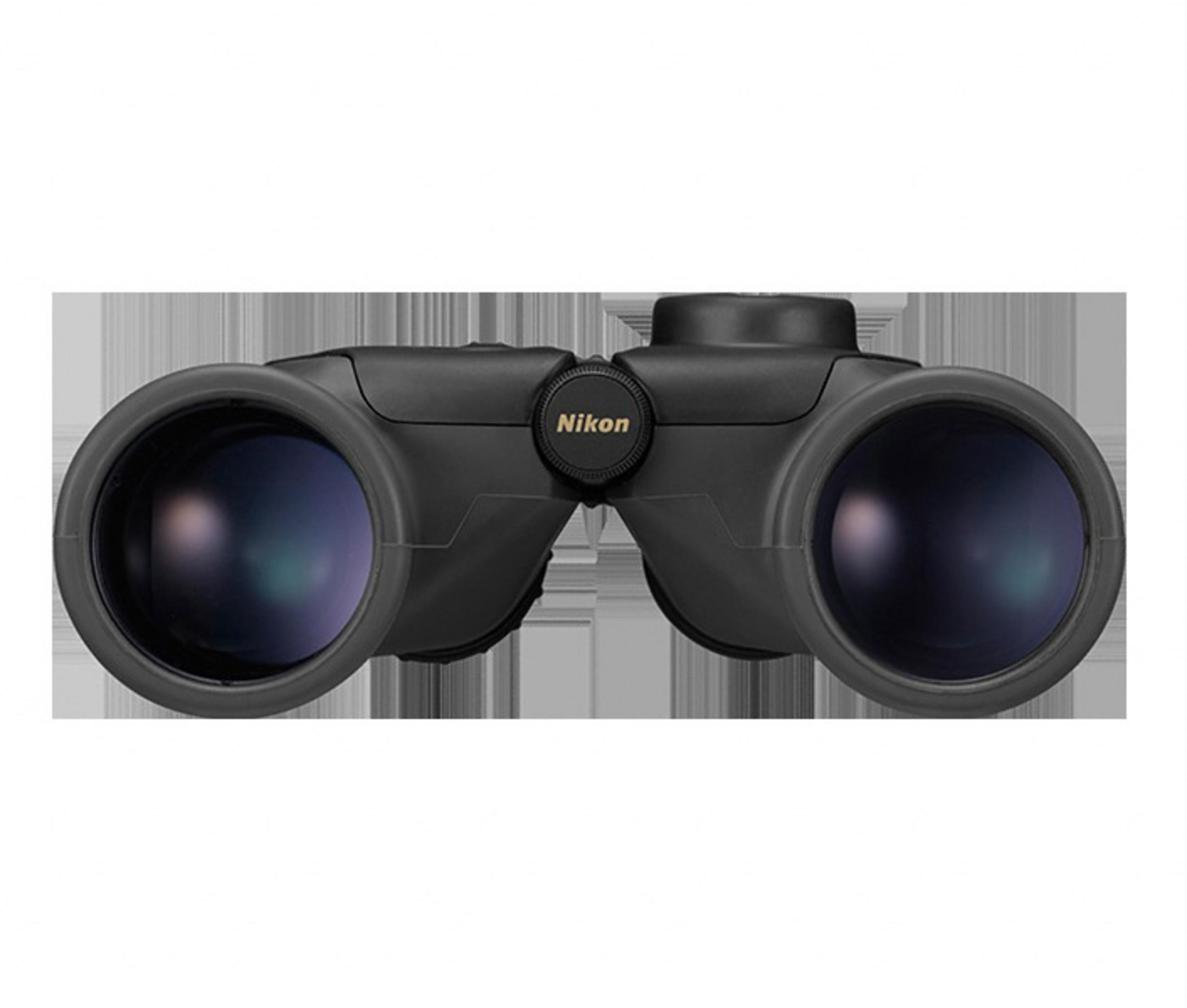 Schwarze Nikon Ferngläser mit fokussierrad in der Mitte.