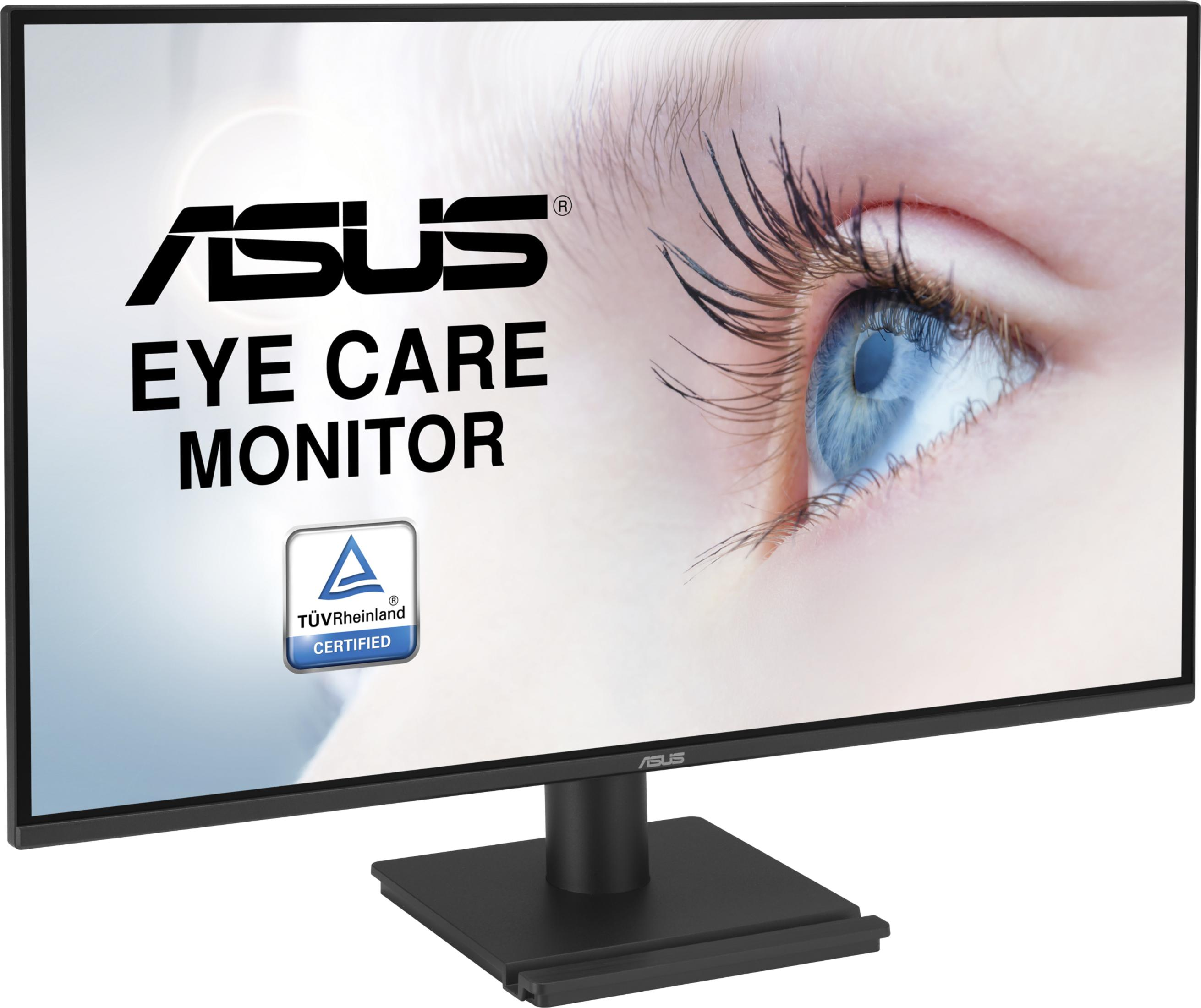 ASUS Eye Care Monitor mit blauem Auge und TÜV-Zertifizierung.