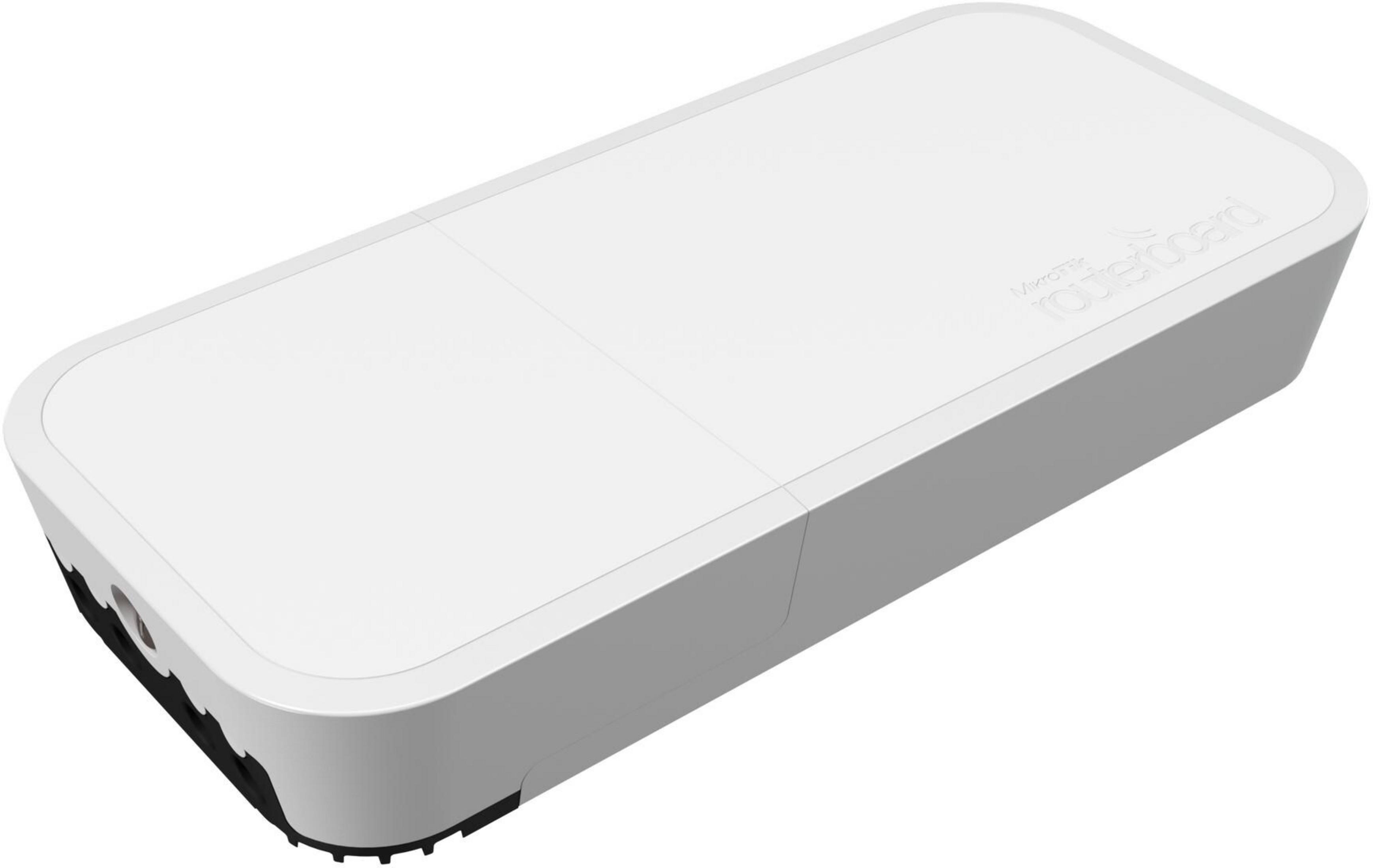 Un dispositivo Routerboard blanco y rectangular con