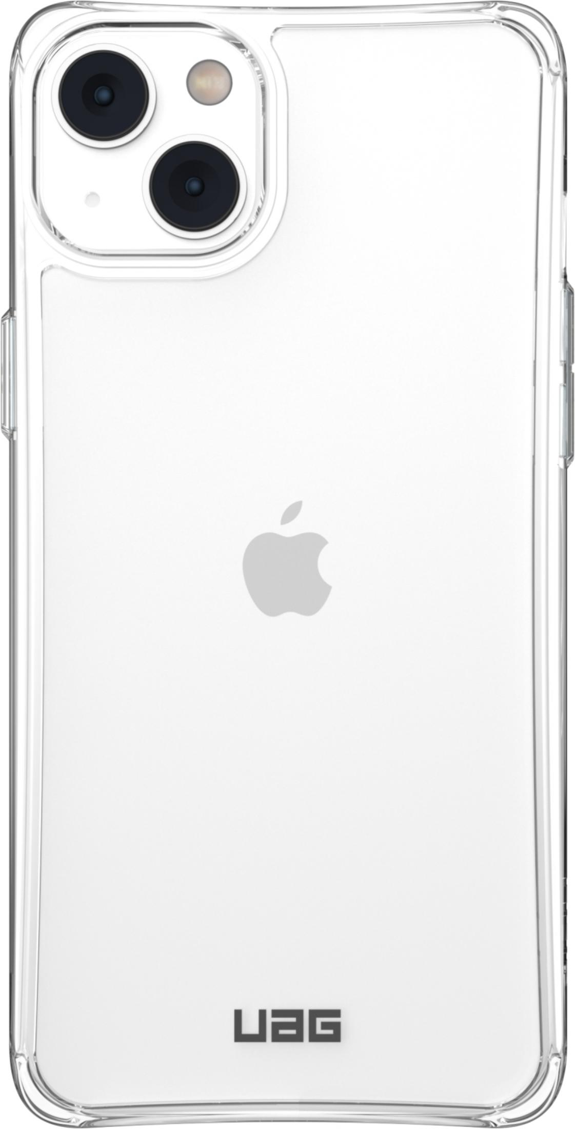 Transparente iPhone-Hülle mit Dual-Kamera. Apple-Logo und UAG-Text sichtbar.