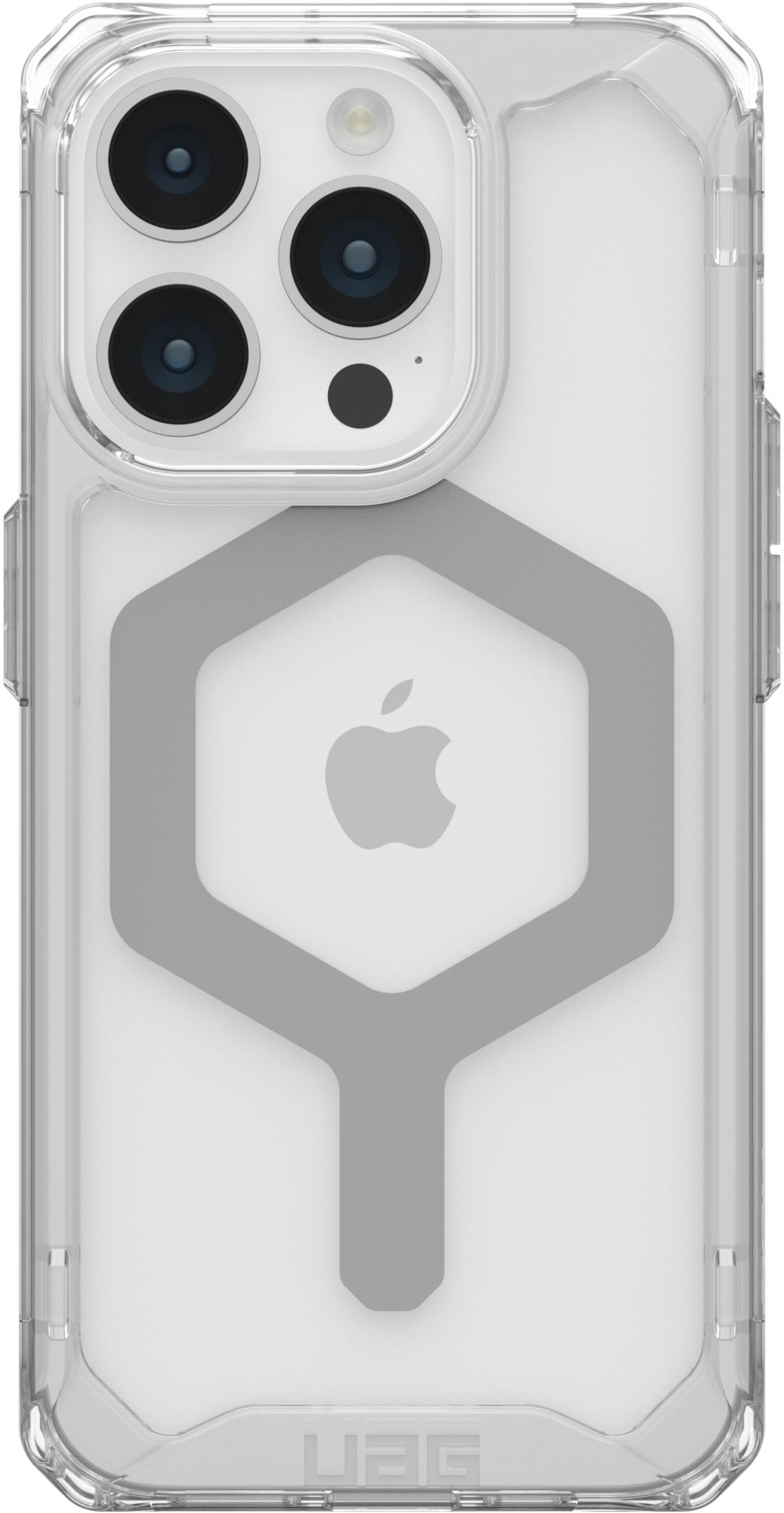Transparente Hülle für iPhone mit Kameras und Apple-Logo.