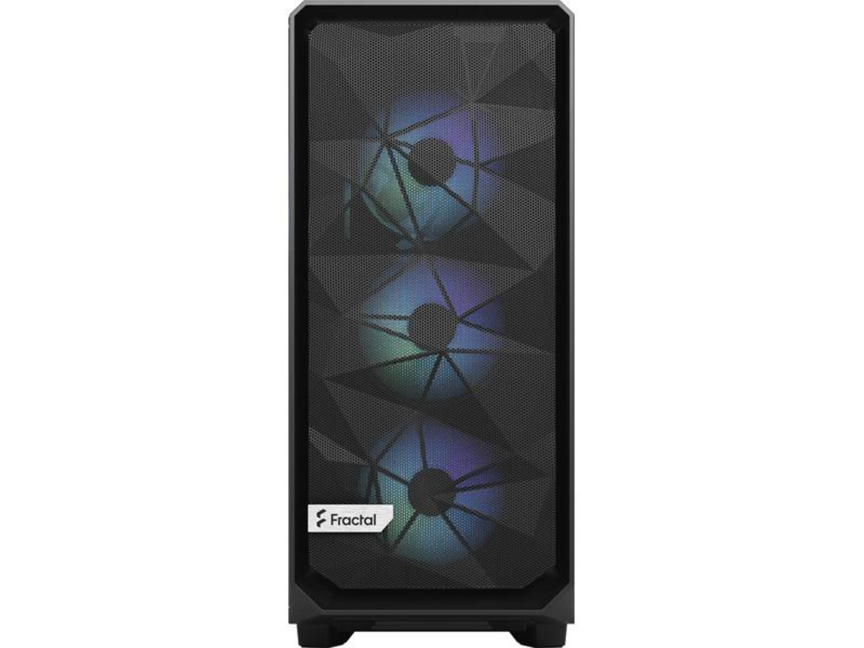 Case PC Fractal nero con tre ventole illuminate.
