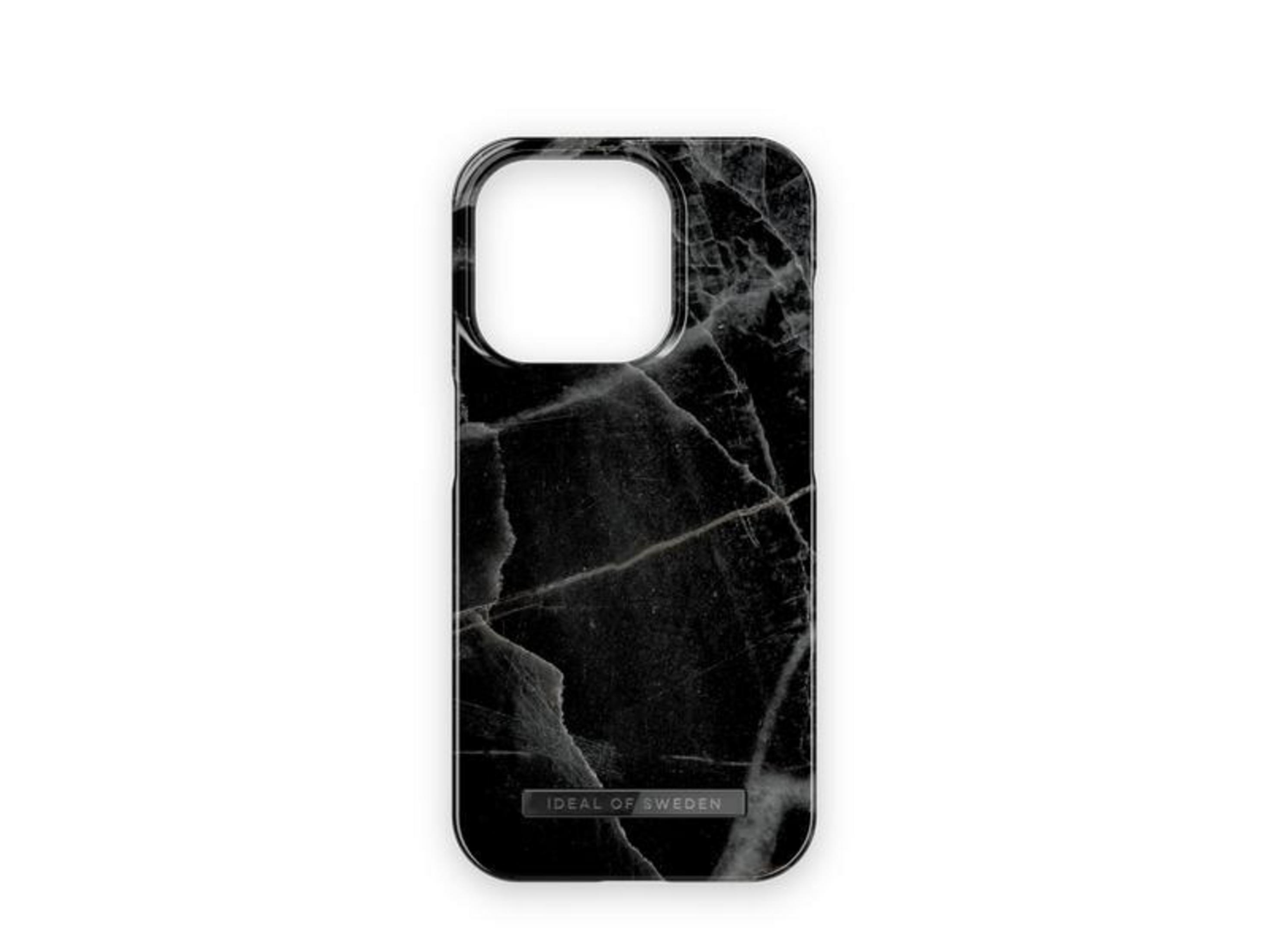 Kamera lensi kesimli siyah mermer telefon kılıfı.