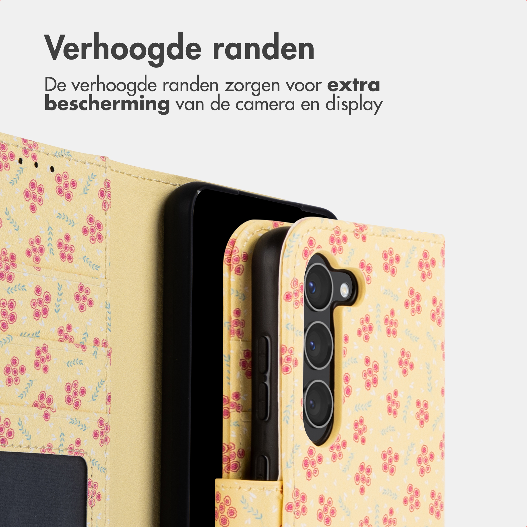 Yellow floral phone case with camera island.
