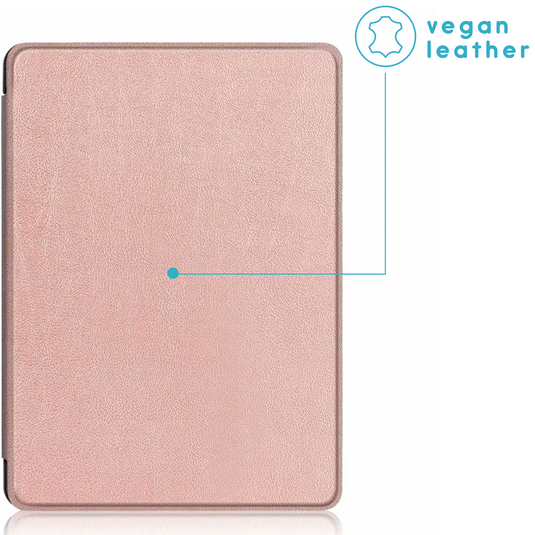 Een roségouden veganistische lederen hoes, van voren getoond.