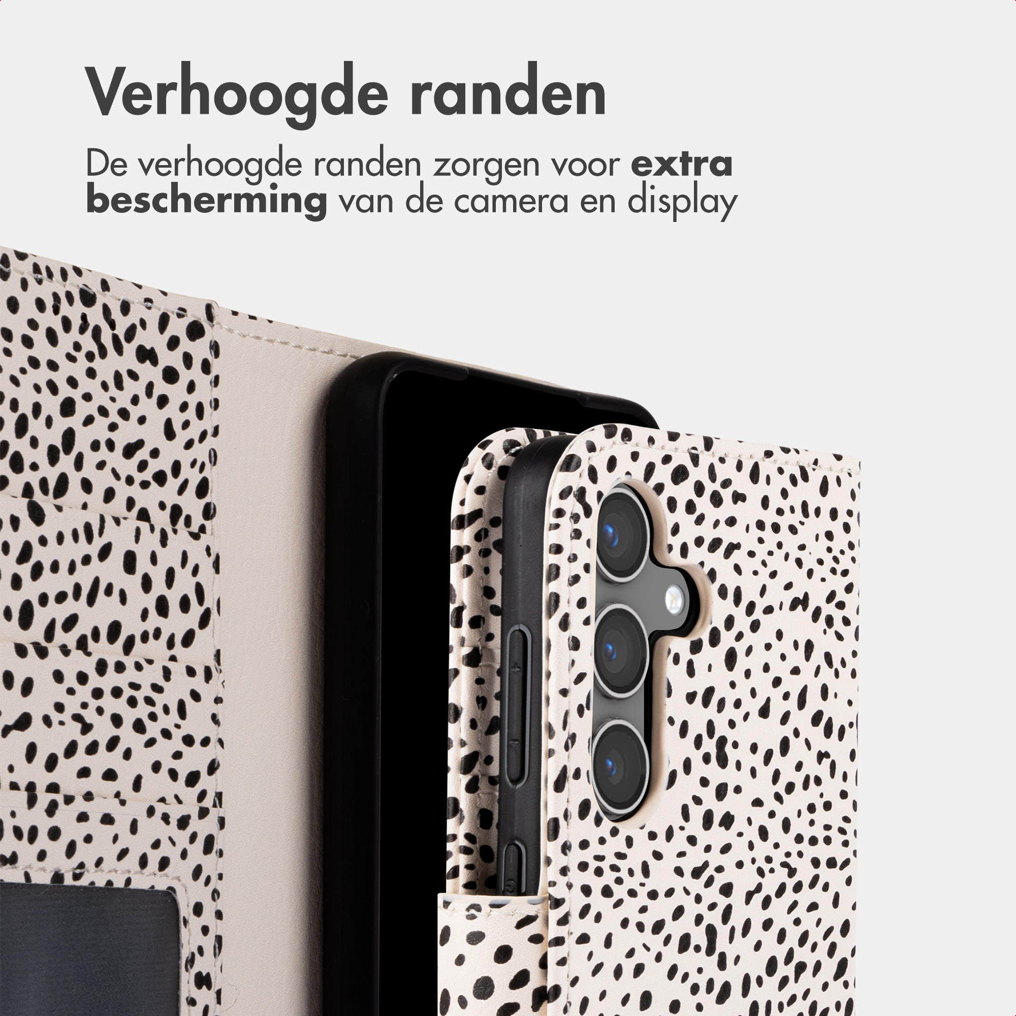 Custodia per telefono con motivo dalmata, che protegge una fotocamera.